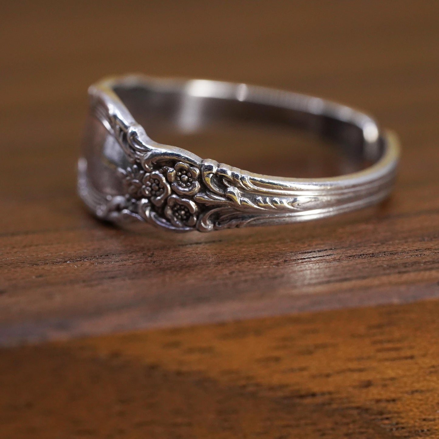 Size 7, adjustable VTG Sterling 925 silver handmade band, Sterling spoon ring