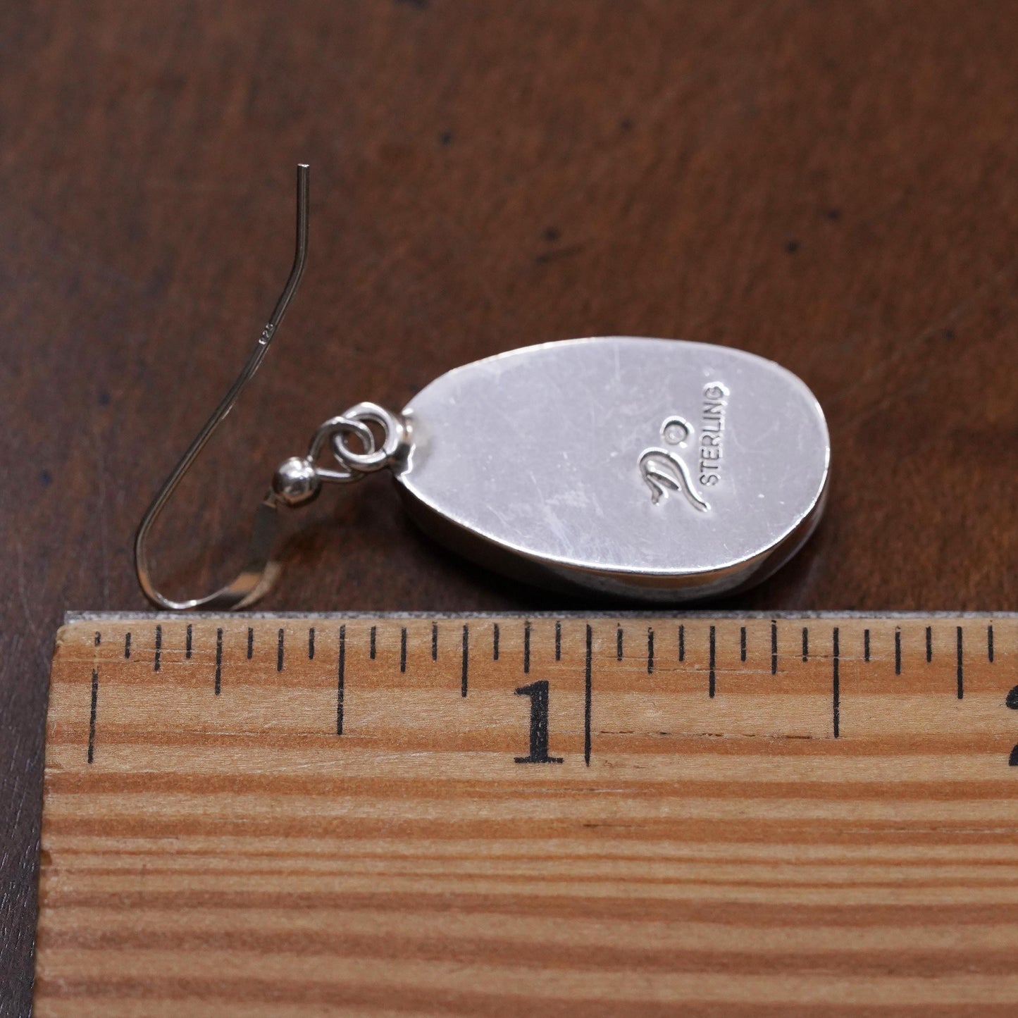 Native American Joe Delgarito single earring Sterling 925 silver pendant Jasper