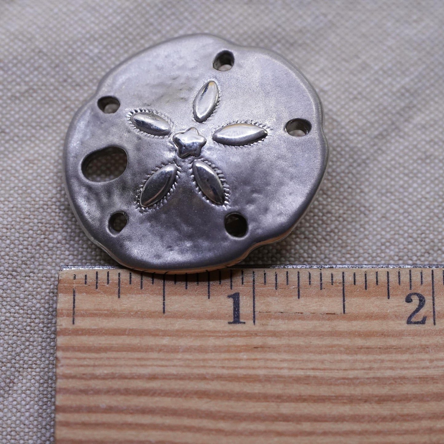 Vintage Italian Sterling Silver Handmade Pendant, 925 sand dollar charm Pendant