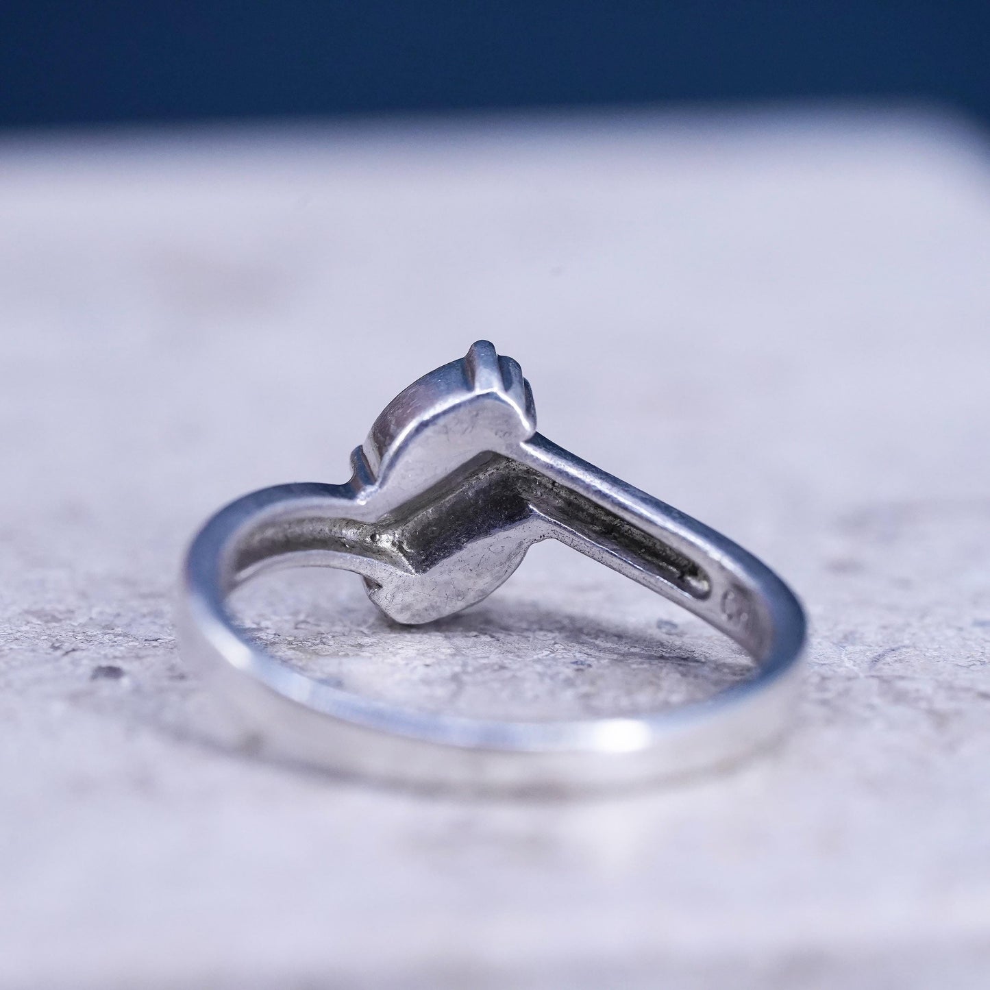 Size 7, vintage sterling 925 silver handmade ring with crystal, engagement ring