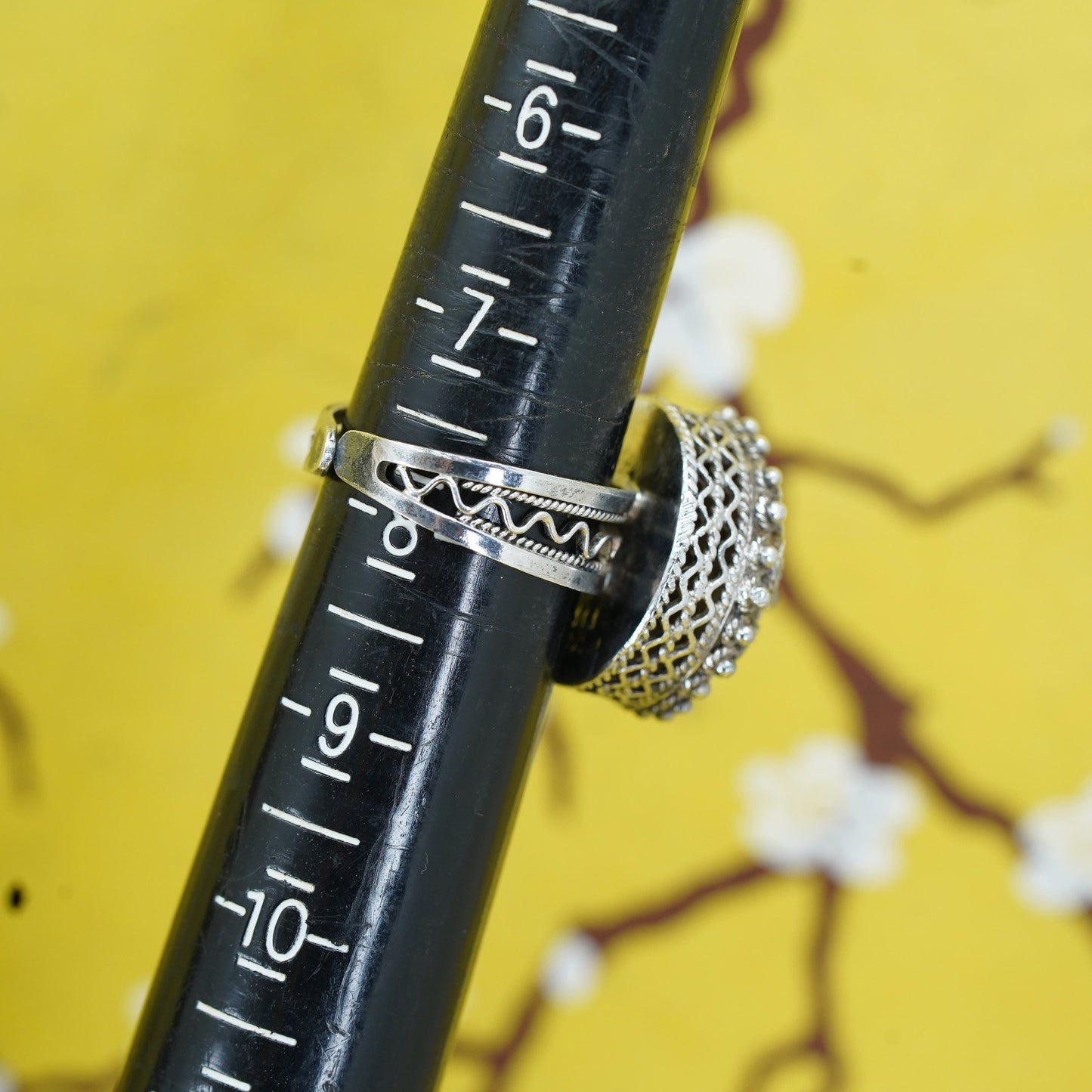Size adjustable, Sterling silver ring, southwestern 925 filigree crown band