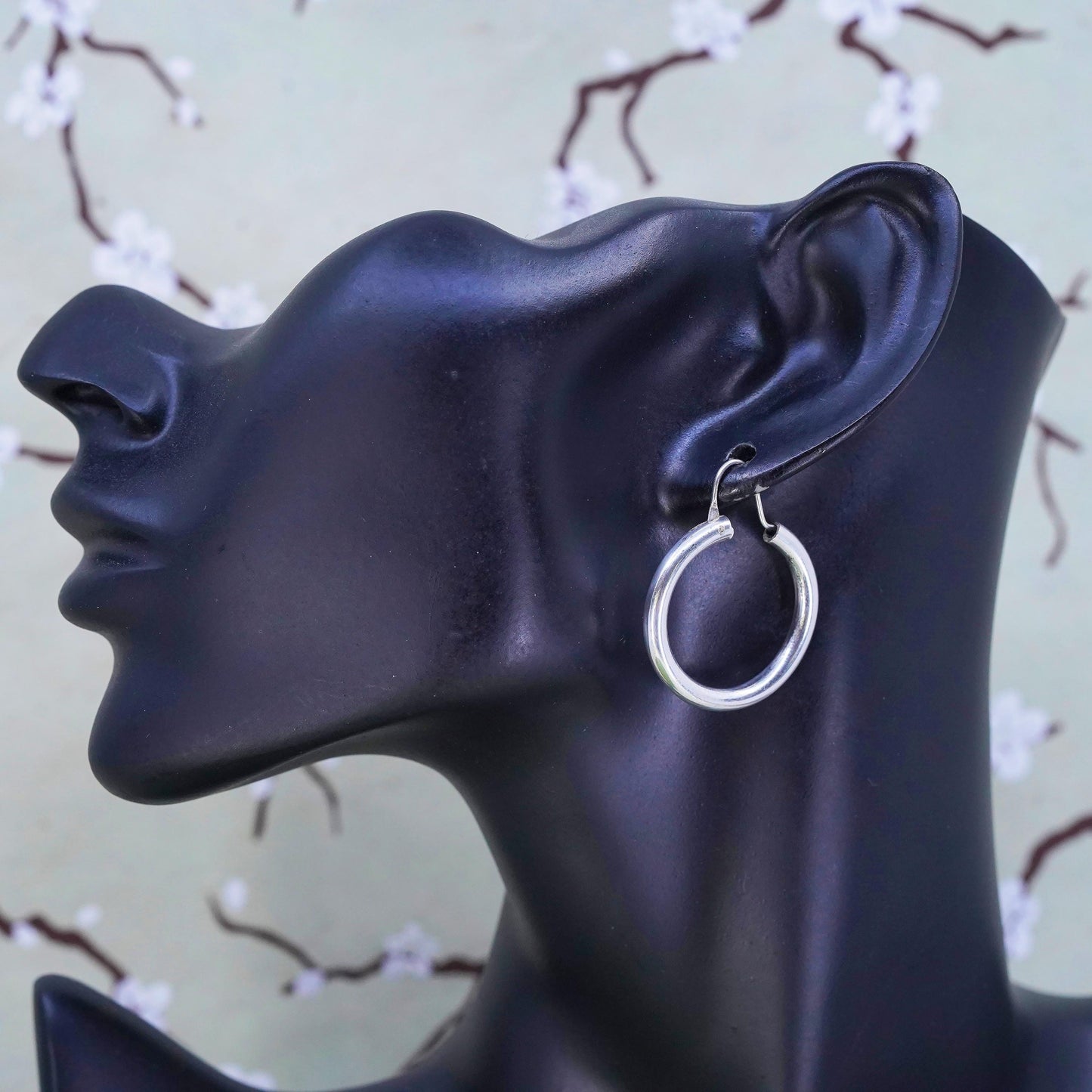 1.25", sterling silver loop earrings, fashion minimalist primitive wide hoops
