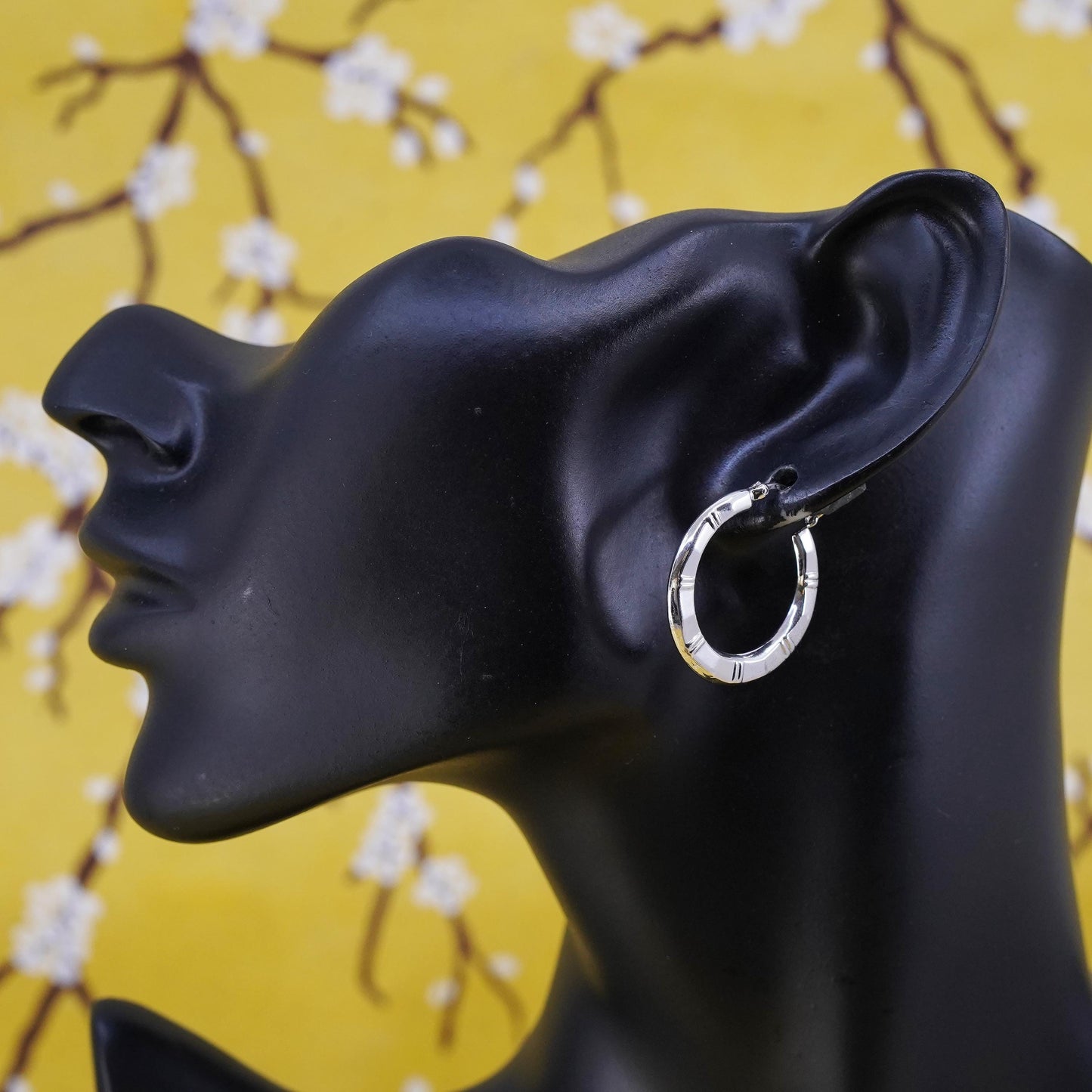 1”, Vintage Sterling silver handmade earrings, 925 silver hoops