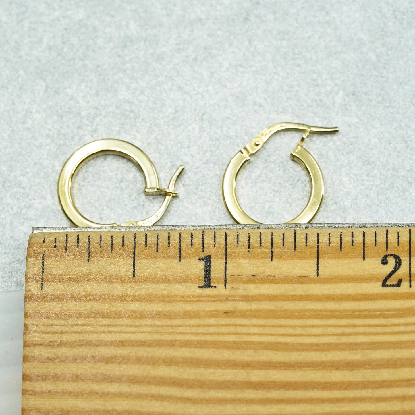 0.5”, Italian vermeil gold over Sterling silver earrings, 925 huggie hoops