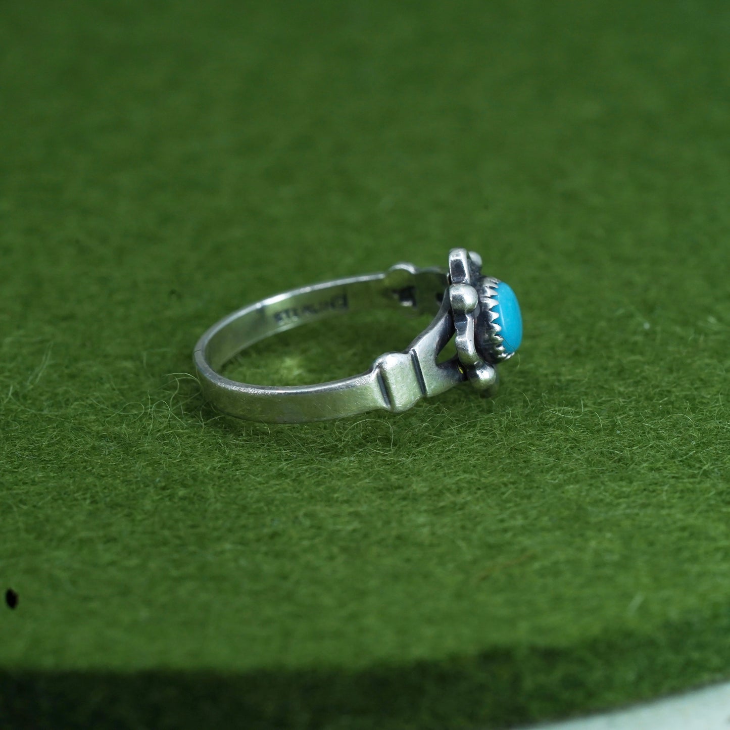 Size 5.25, Native American sterling silver ring, Navajo 925 band with turquoise
