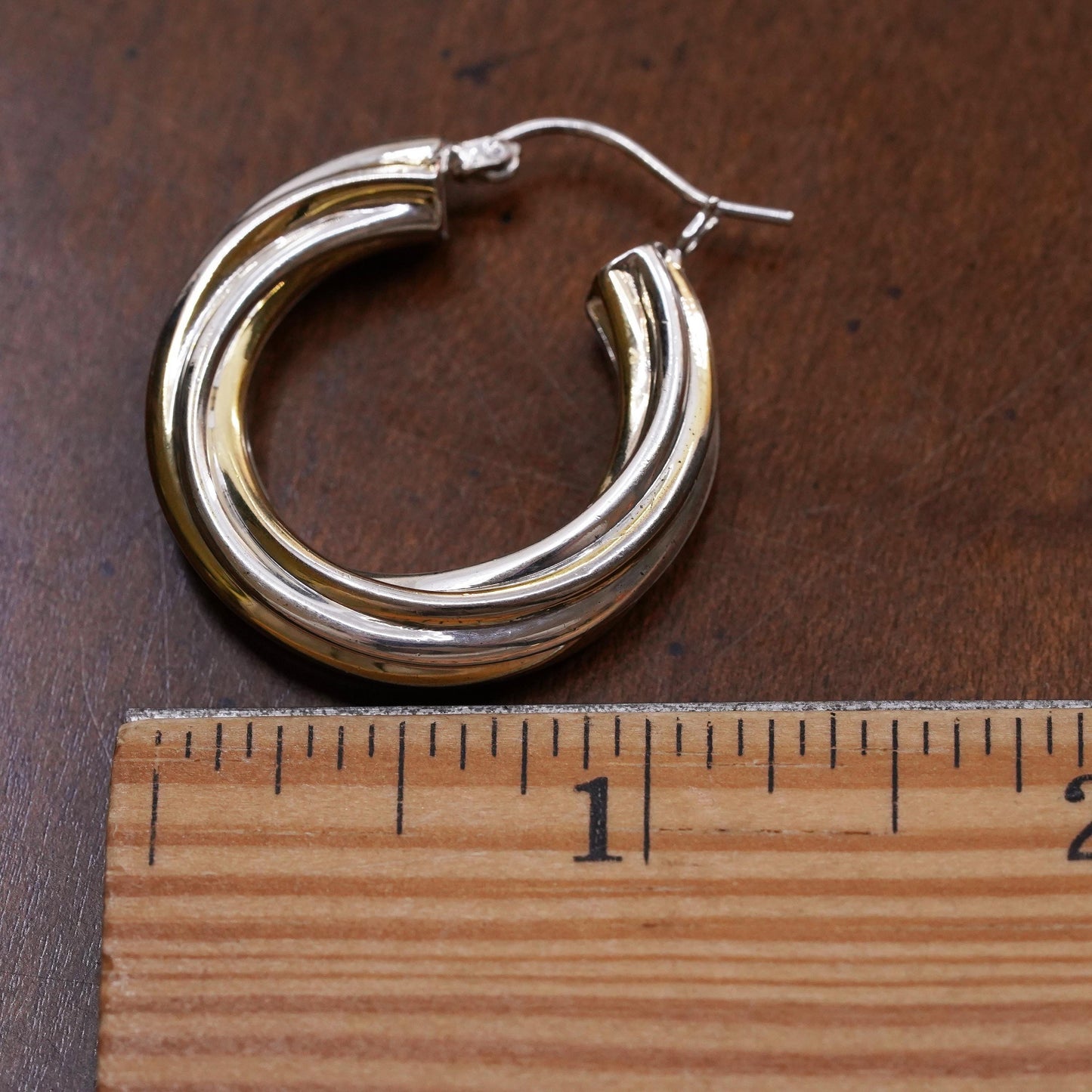 1.25", Vintage sterling 925 silver single earring, minimalist twisted bold hoop