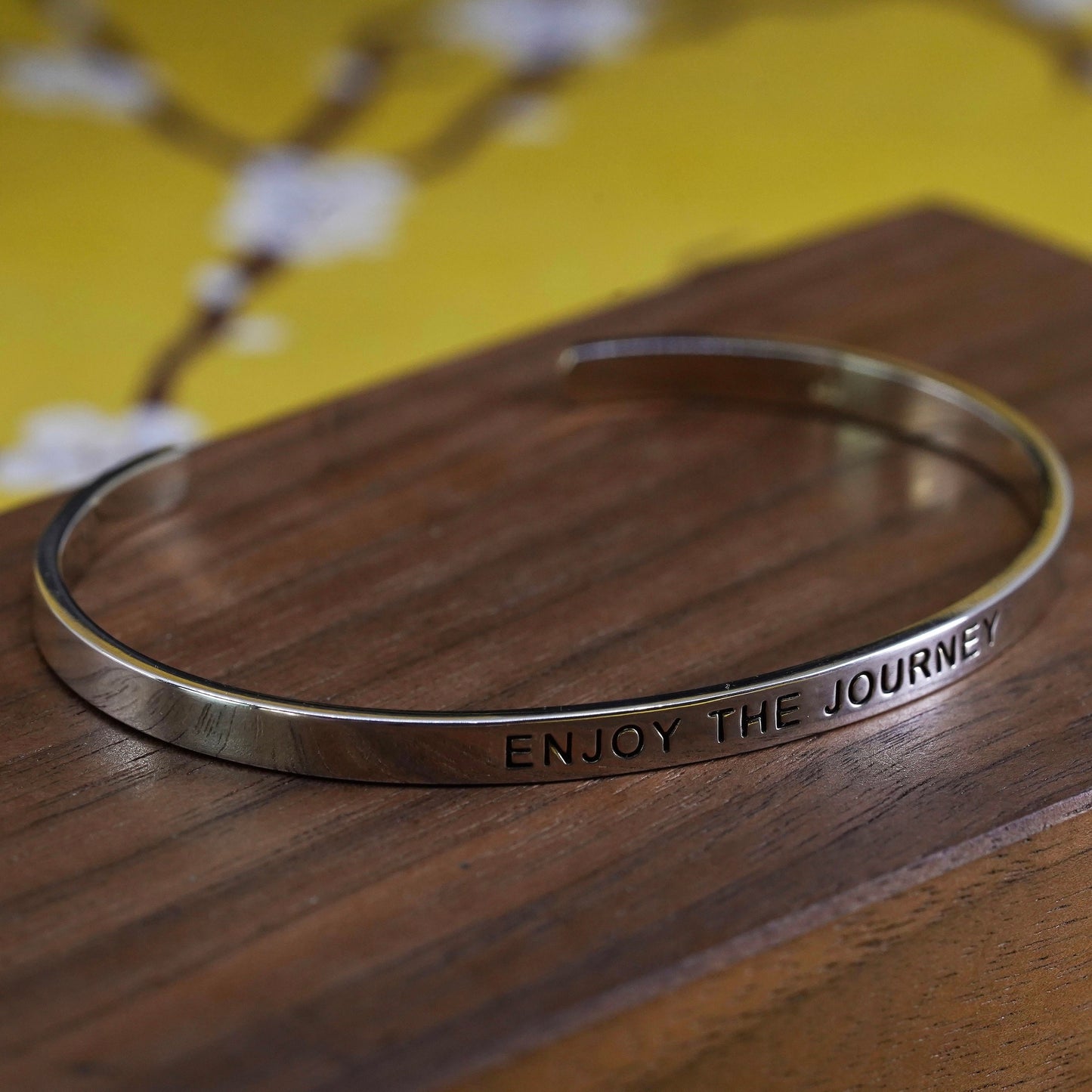 6.5", southwestern Sterling silver bracelet, 925 cuff embossed “enjoy journey