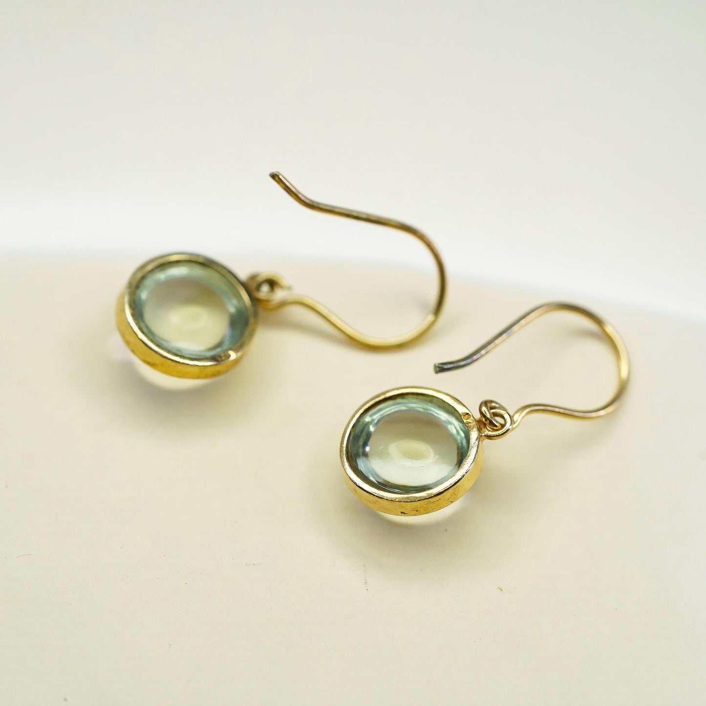 Vintage vermeil gold over sterling 925 silver earrings with green glass