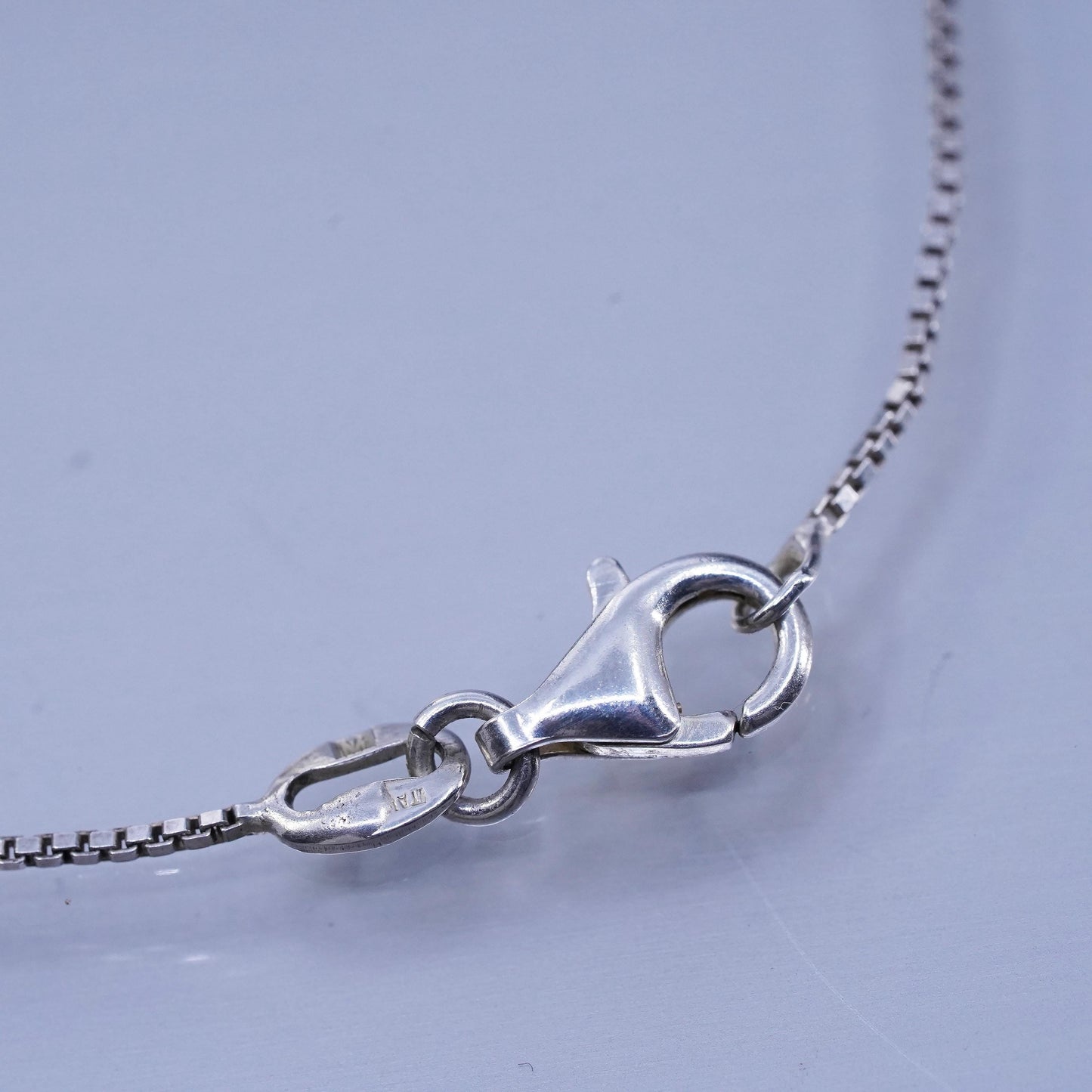 16” Italian Sterling 925 silver box chain necklace with textured beads pendant
