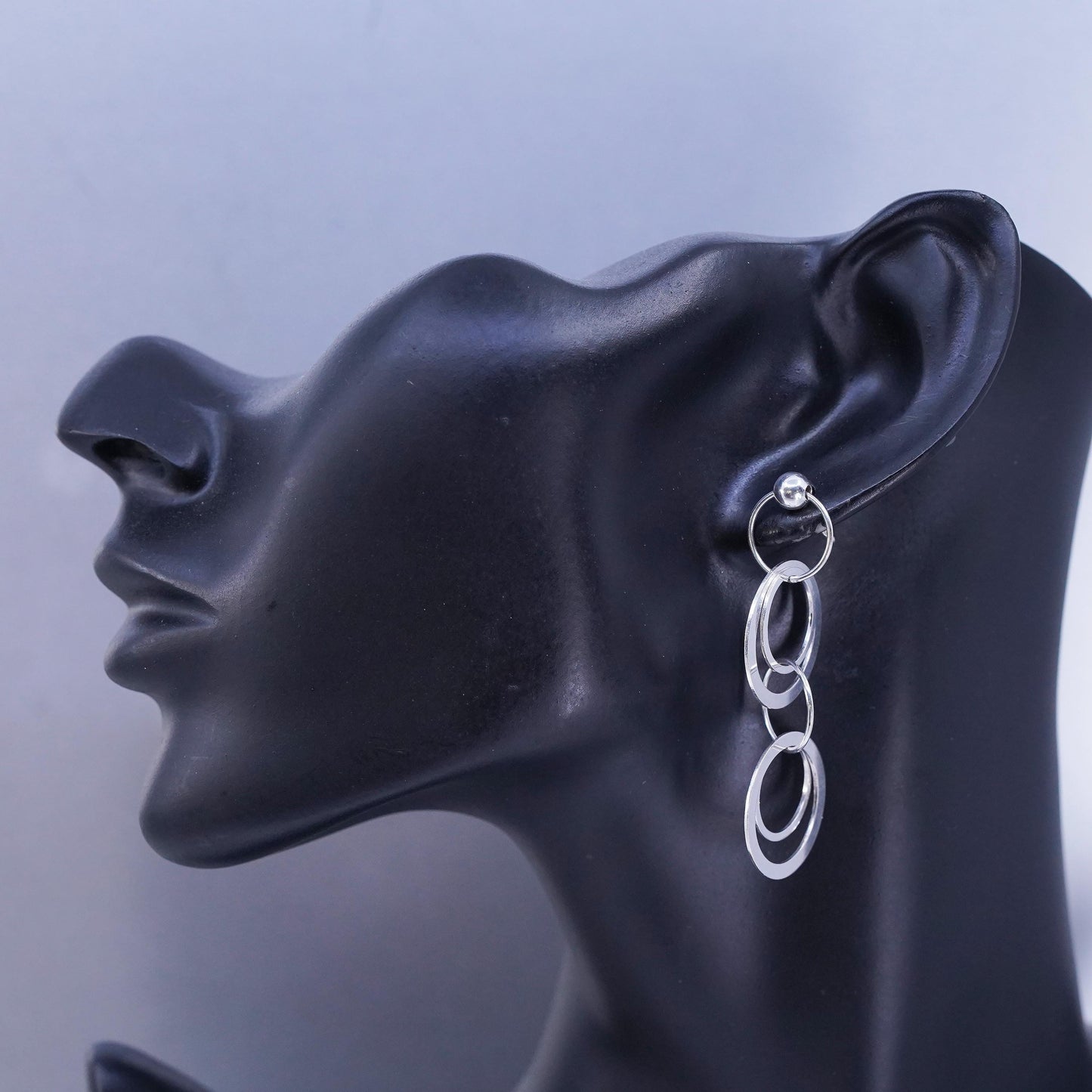 Vintage Italian Sterling 925 silver handmade entwined circle earrings