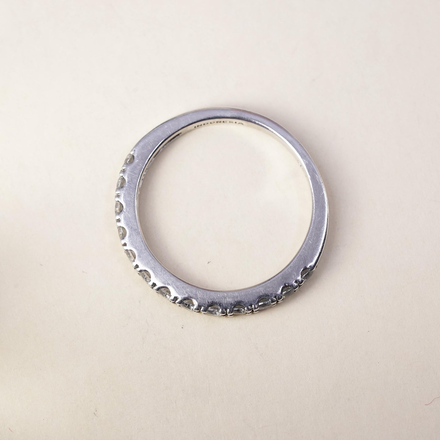 Size 8.25, vintage sterling 925 silver ring cluster CZ, stackable wedding band
