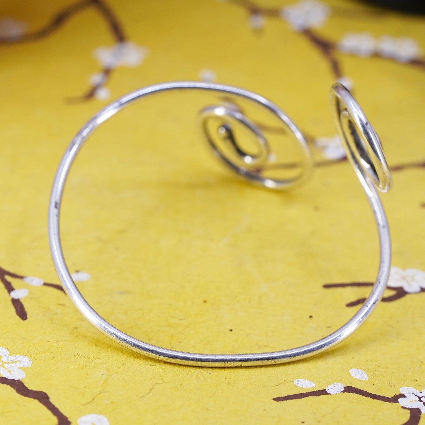 8”, Native American Dennis Ramone Sterling silver bracelet, 925 spiral cuff