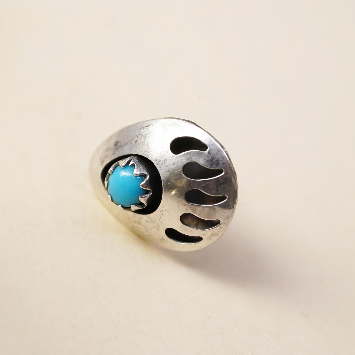 southwestern Sterling 925 silver bear paw stud with turquoise, single earring