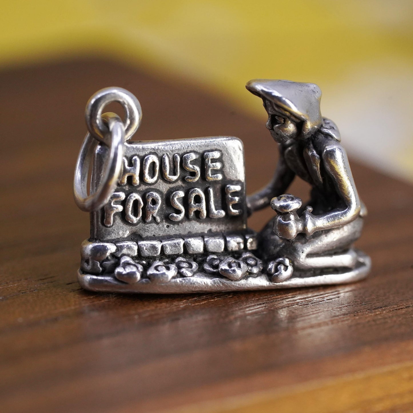 Sterling Silver Realtor Charm, 925 House For Sale Pendant, Real Estate Agent