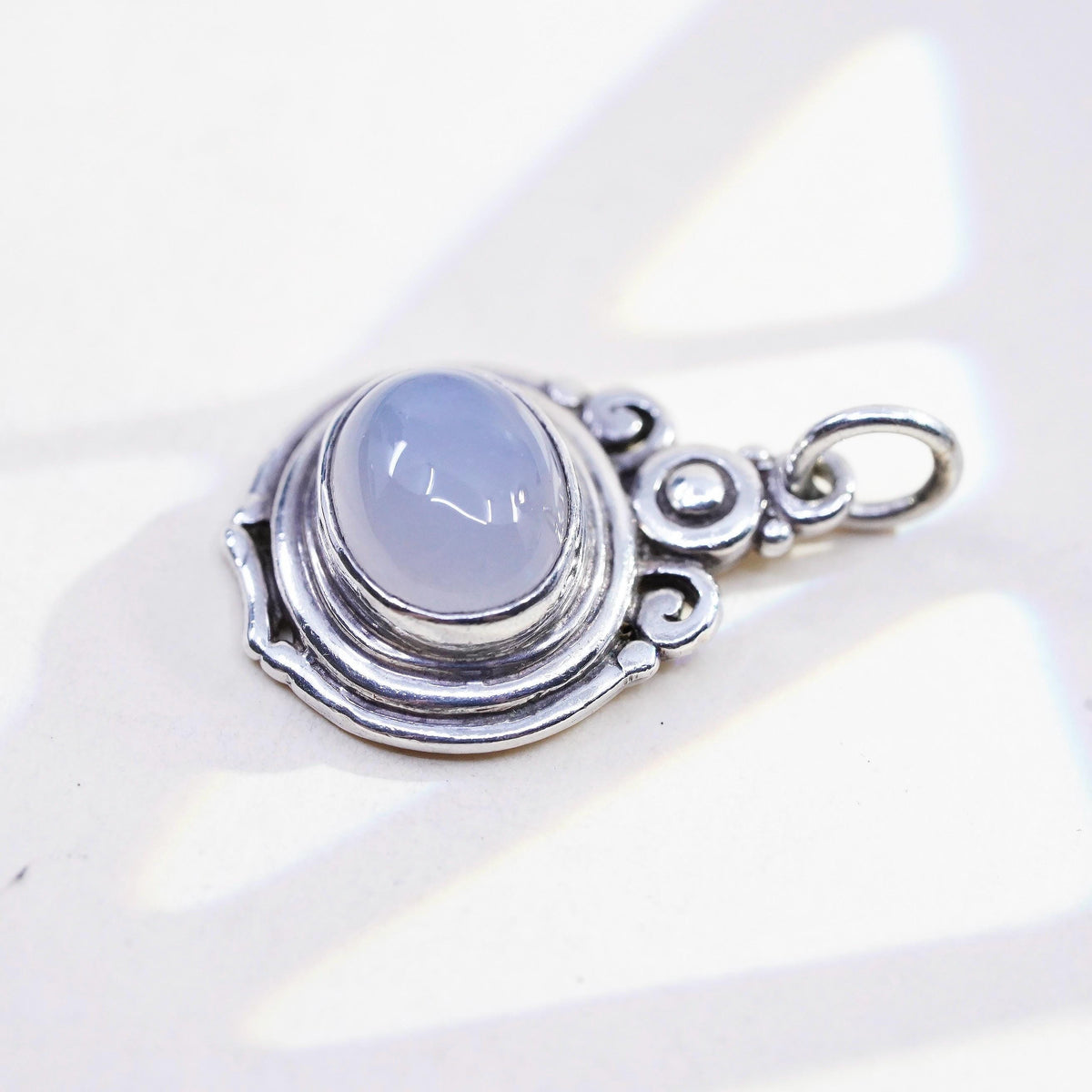 Vintage Sterling 925 silver handmade pendant with Chalcedony