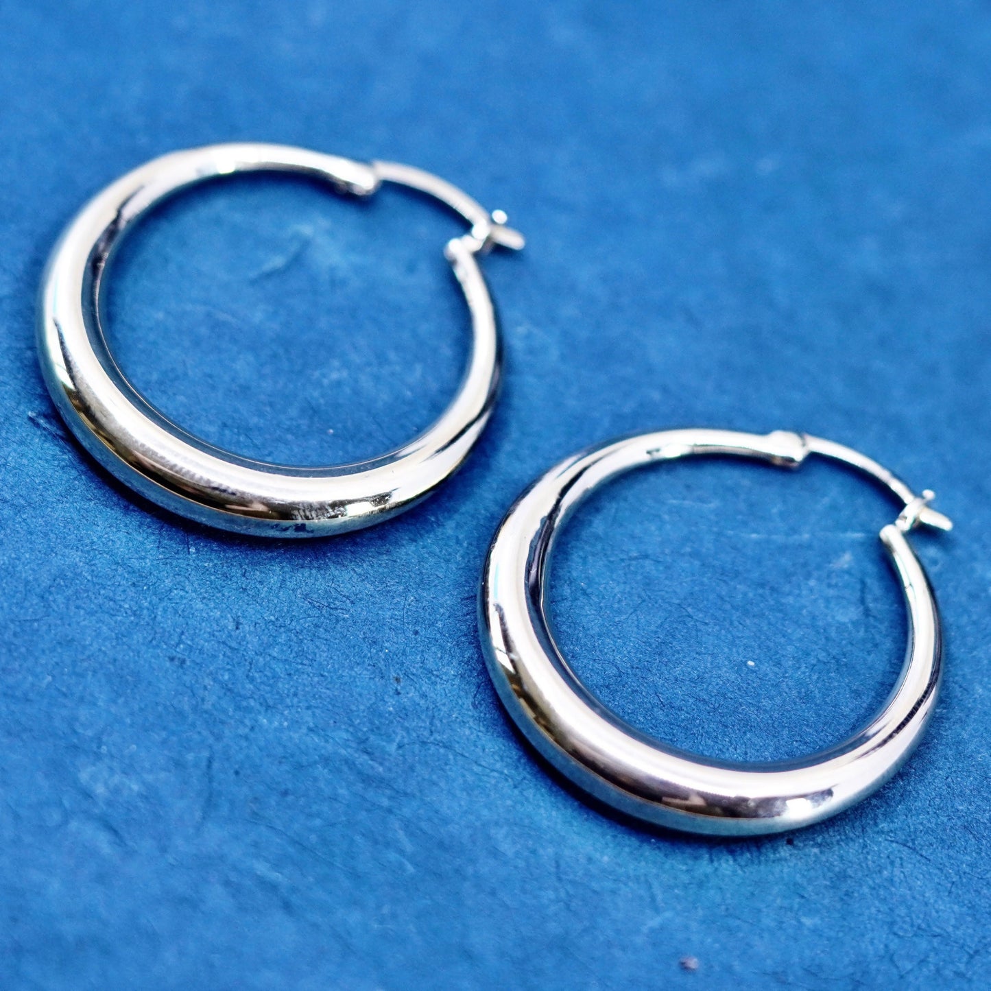 1.25”, vermeil gold filled Sterling 925 silver puffy hoop earrings, huggie