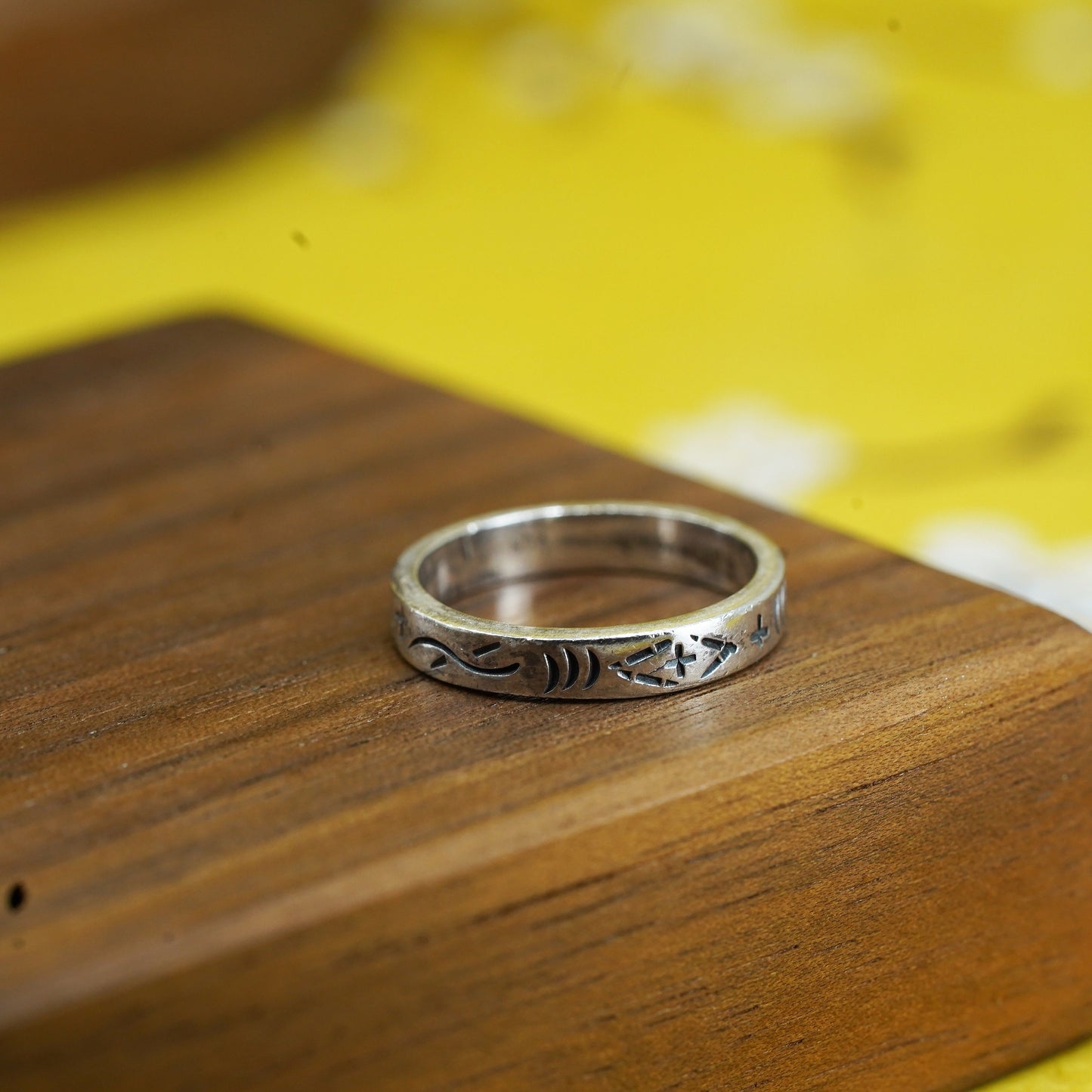 size 5, vintage Sterling silver handmade ring, 925 textured band
