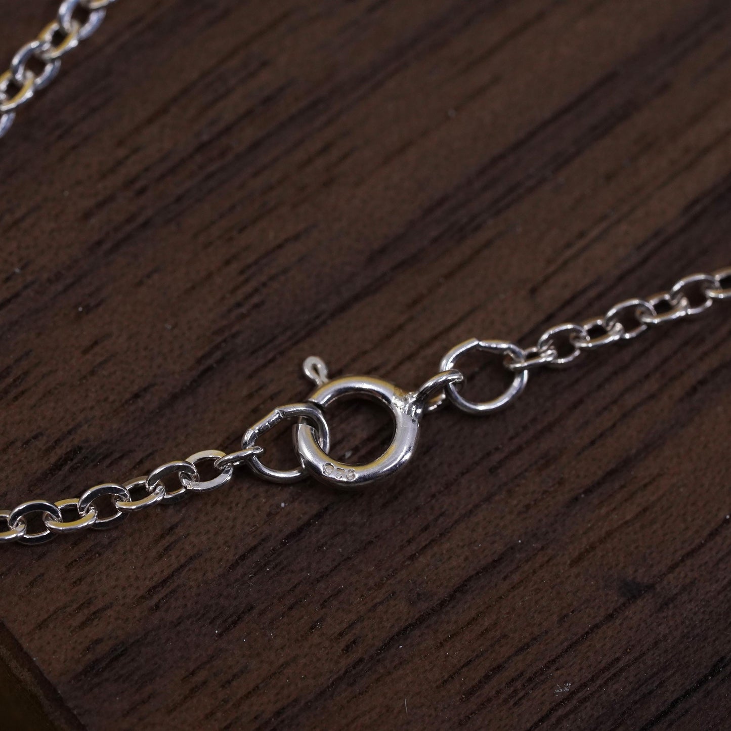 18" 1.6mm, vintage Sterling silver necklace, 925 flatten circle link chain