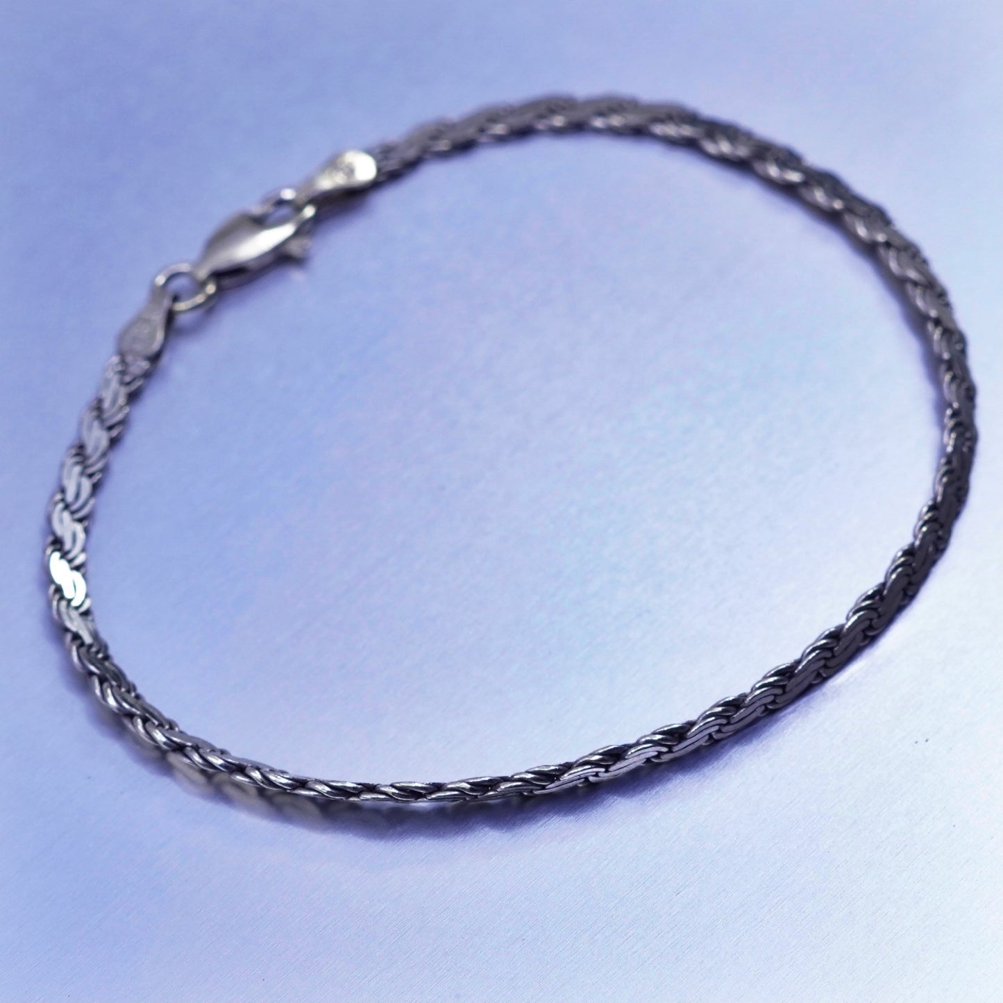 6.5”, vermeil gold over Italy Sterling 925 silver bracelet flatten nugget chain