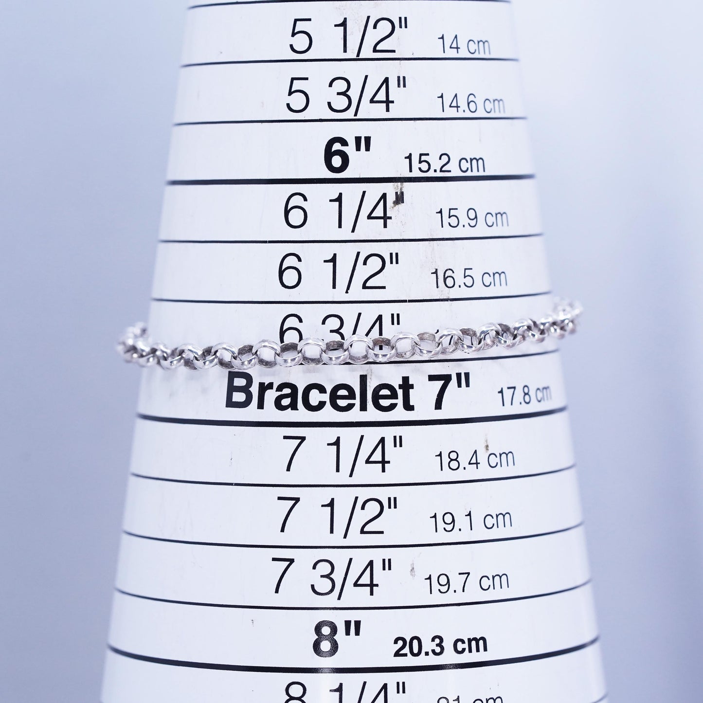 6.75” 4mm, vintage Sterling silver handmade bracelet, 925 bold circle chain