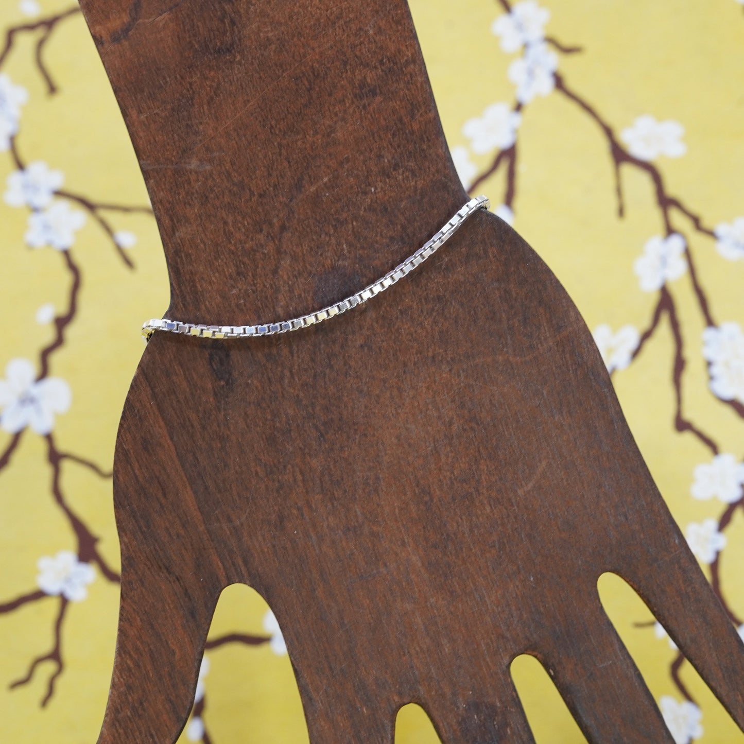 7.25”, 2mm, vintage Sterling silver handmade bracelet, Italy bold 925 box chain