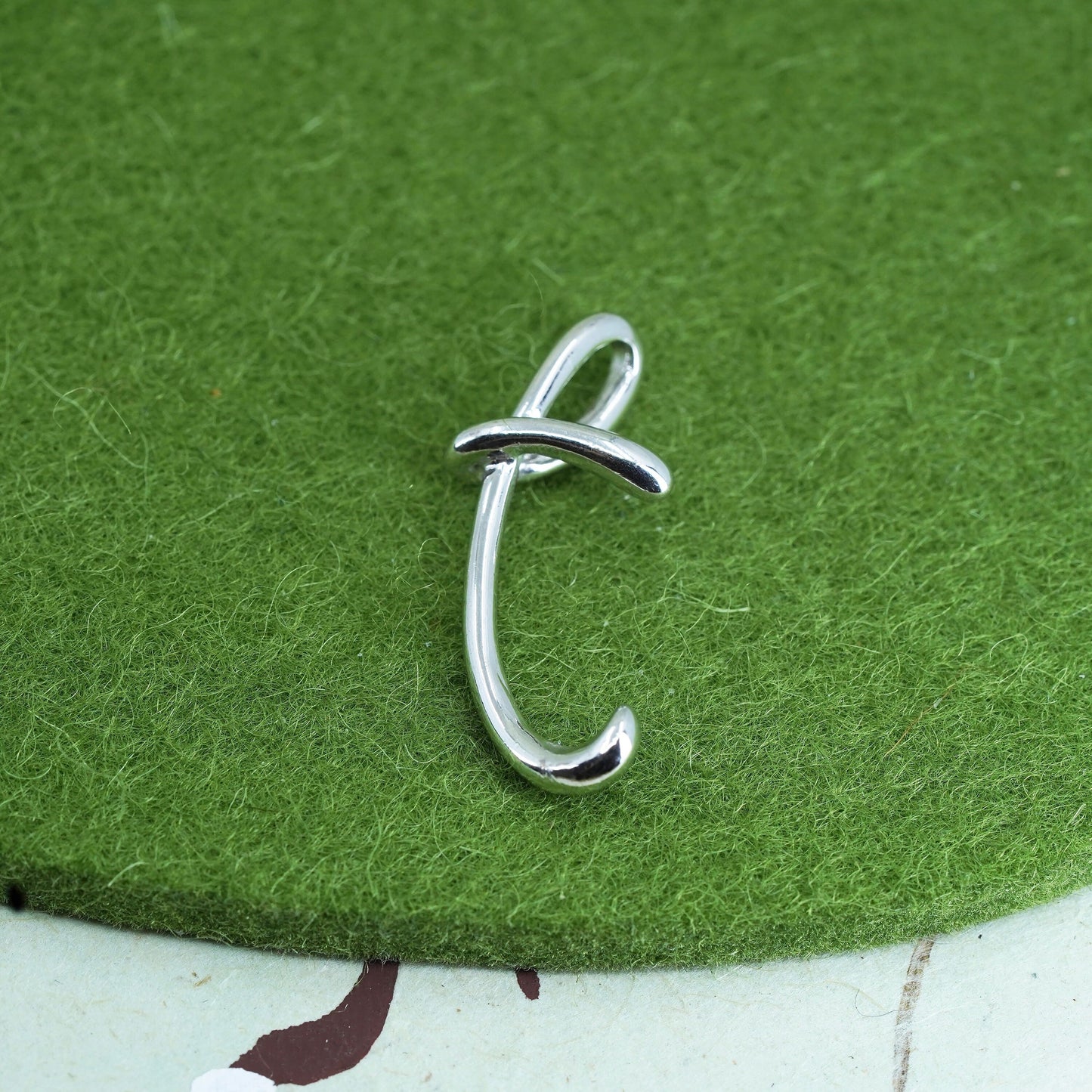 Vintage sterling silver handmade pendant, 925 letter “T” charm