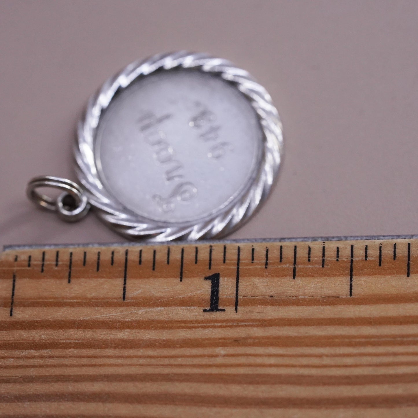 Vintage sterling silver handmade pendant, 925 tag charm engraved Troop 943