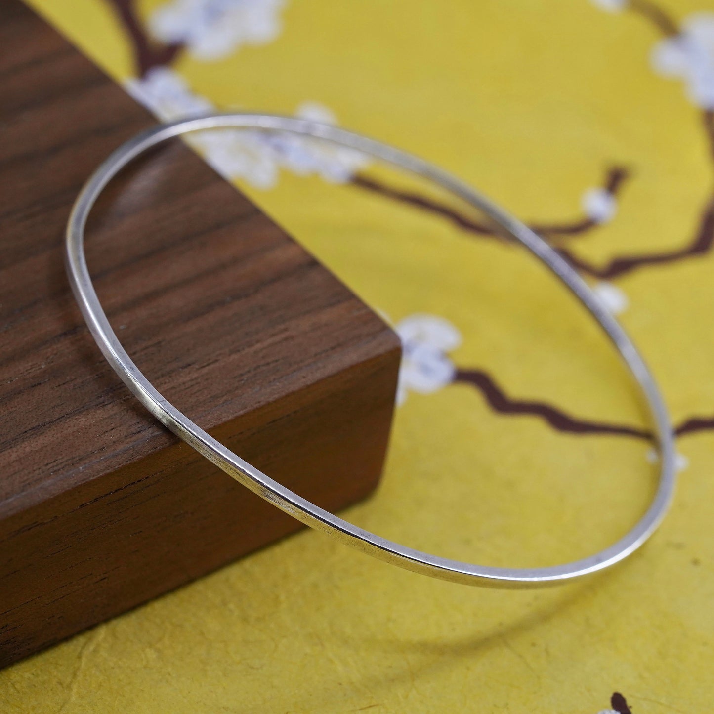 8", Vintage Sterling silver handmade stackable bracelet, 925 bangle