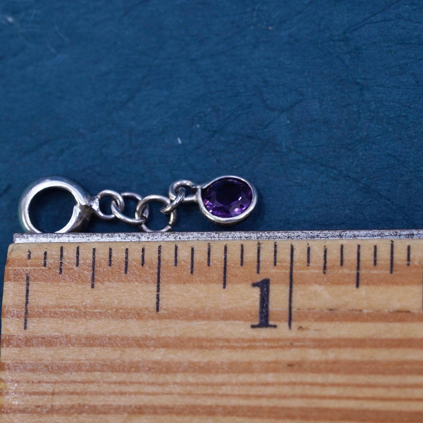 Vintage Sterling 925 silver handmade charm pendant with amethyst