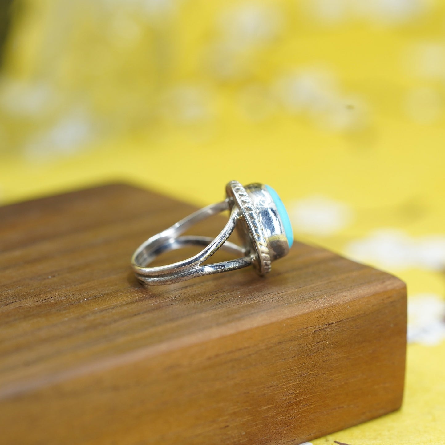 Size 5.25, southwestern Sterling silver 925 handmade ring with turquoise beads