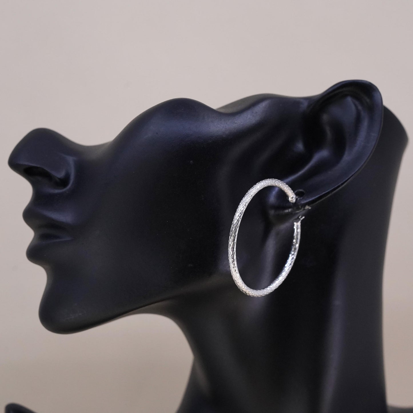 1.5", Vintage sterling 925 silver loop single earring, fashion primitive hoop
