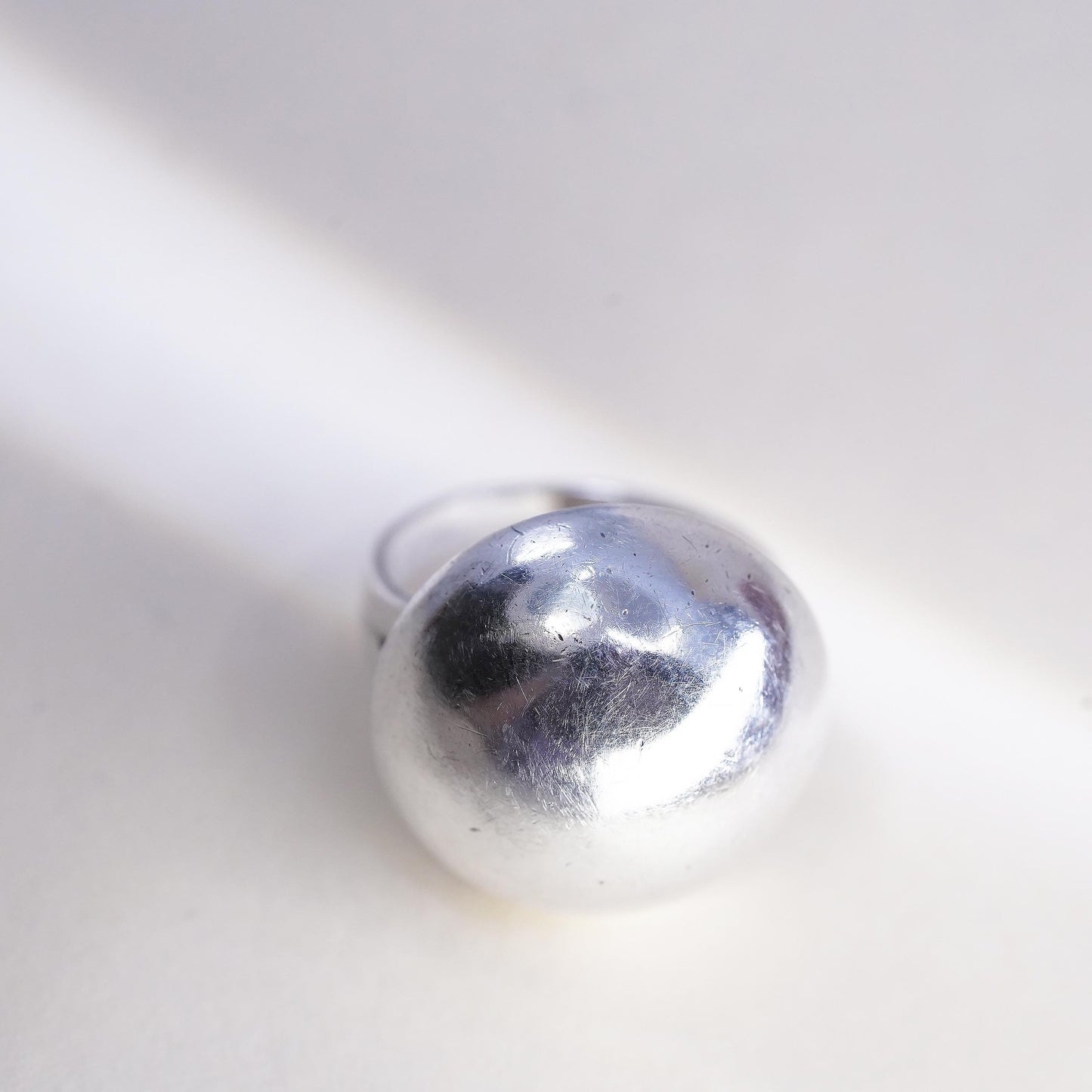 Size 5, modern sterling silver handmade ring, 925 statement circle dome band