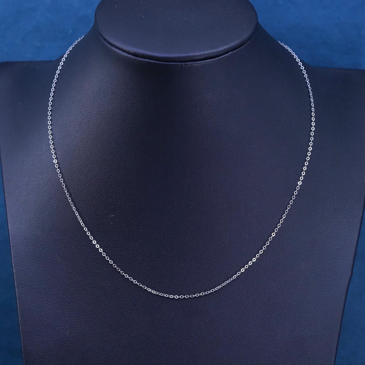 16”, 1mm, vintage Sterling silver handmade necklace, 925 flatten circle chain