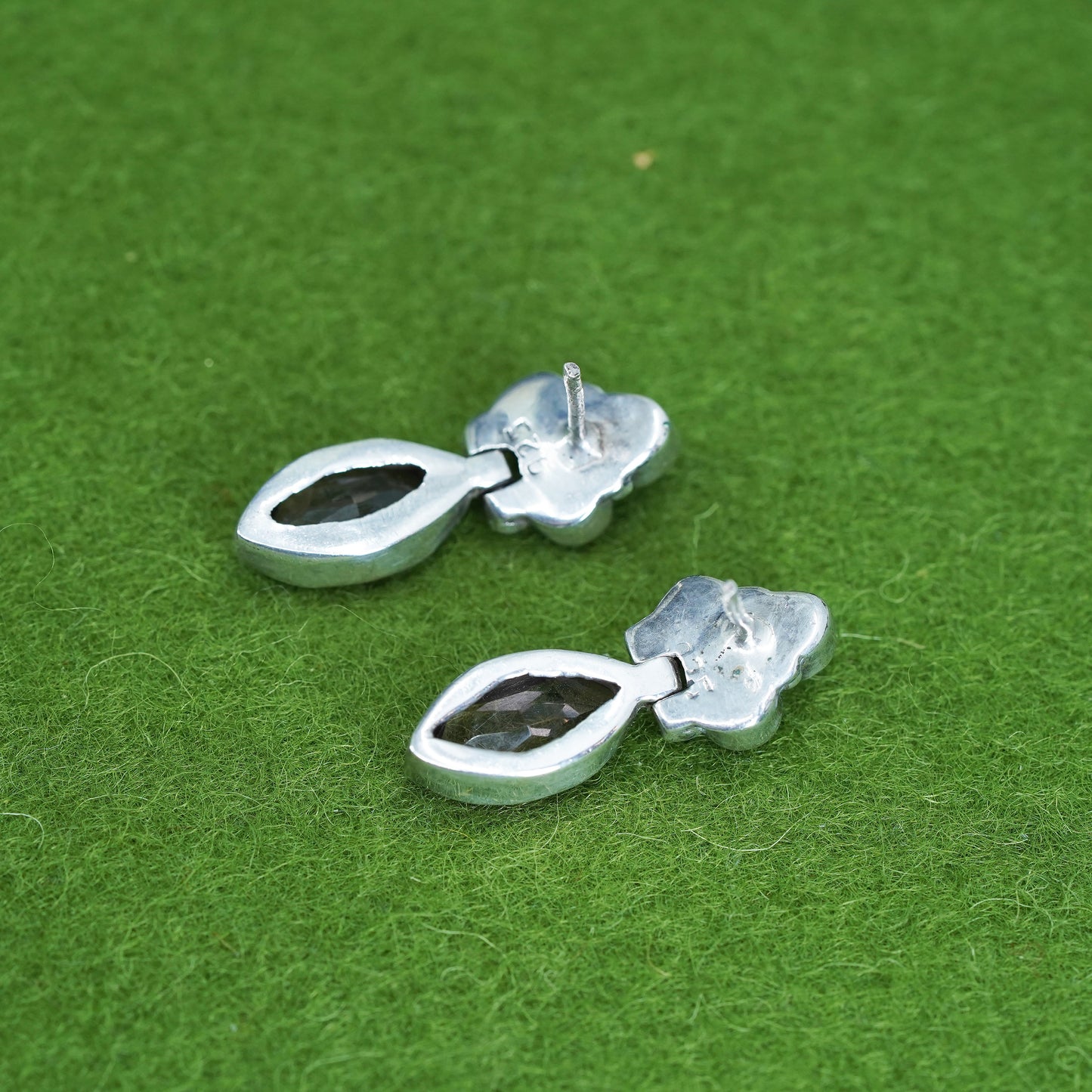 Vintage Sterling 925 silver handmade earrings with amethyst and moonstone