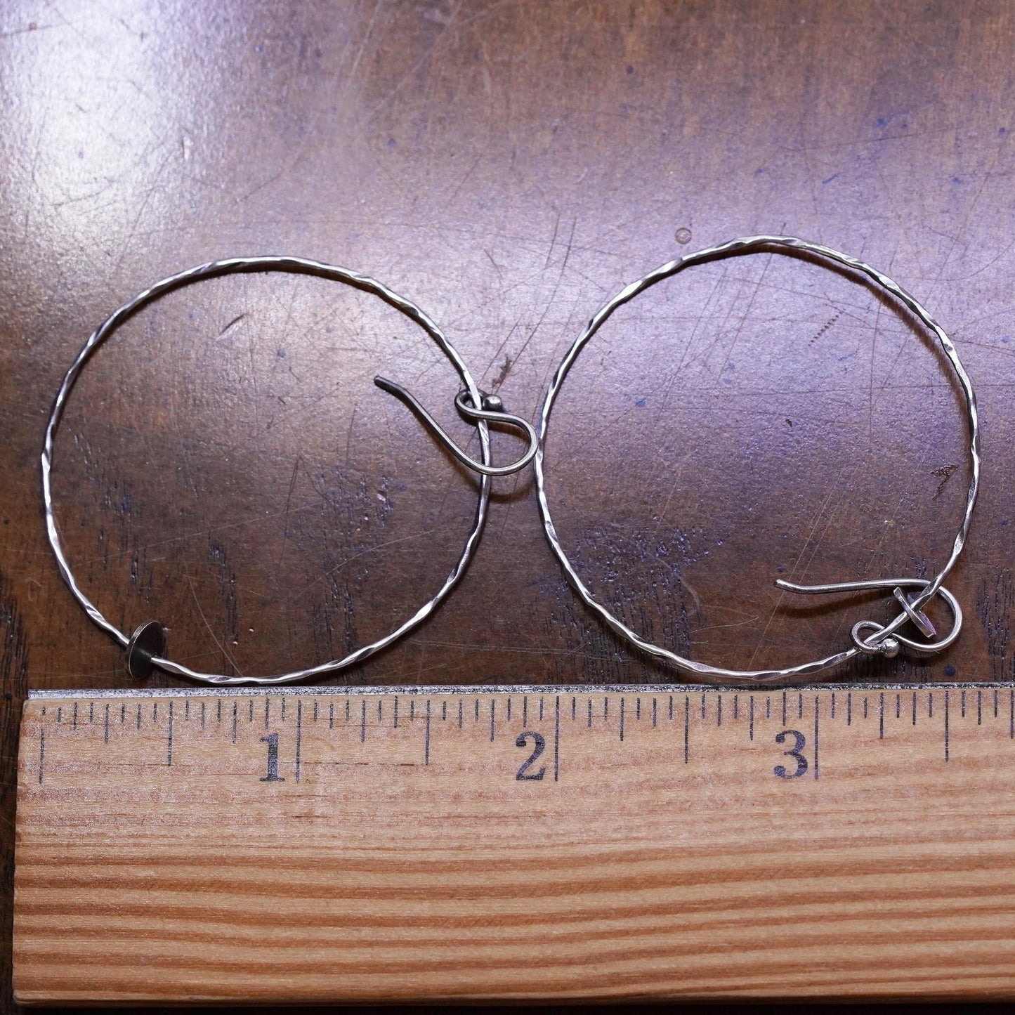 Vintage Oxidized Textured Sterling Silver Earrings CZ Circle Cubic Round