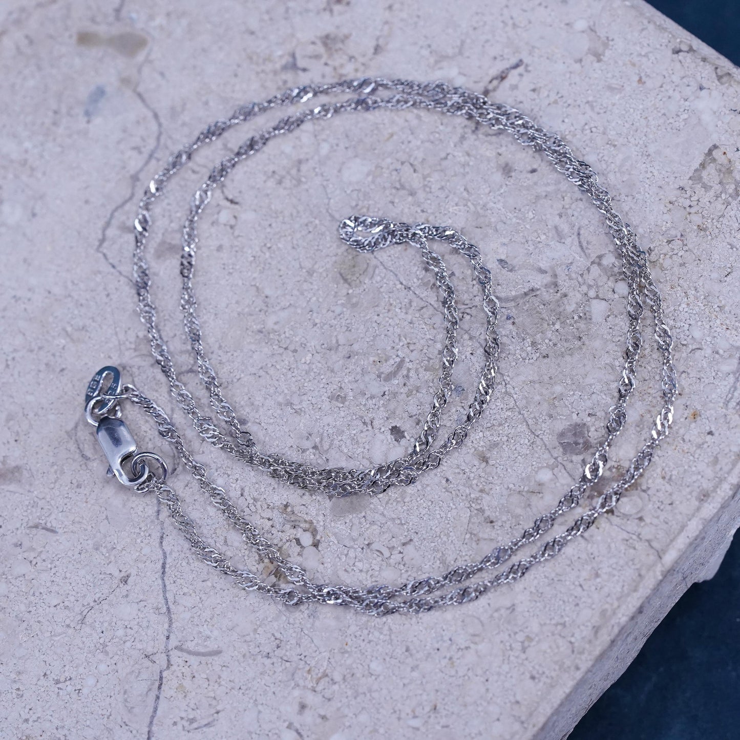 18”, 2mm, Sterling silver handmade necklace, 925 twisted curb link chain