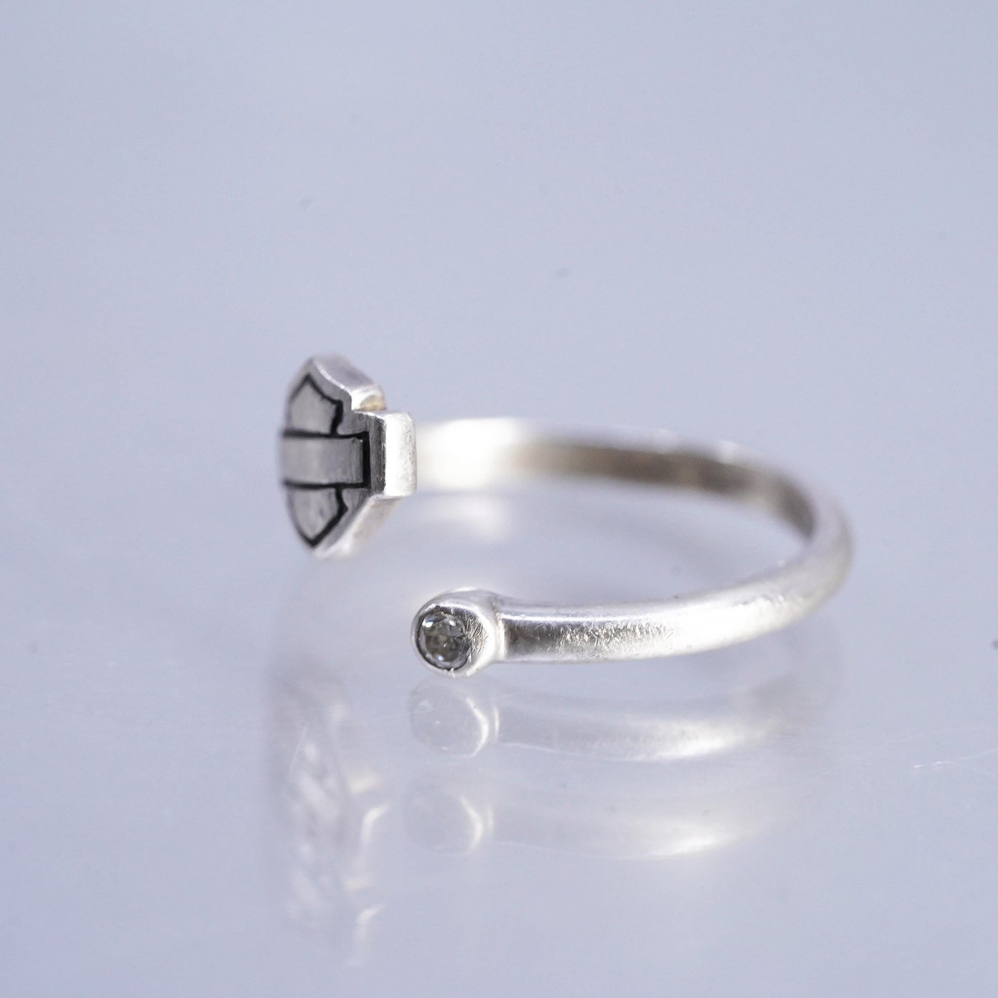 Harley Davidson Bar & Shield Wrap Ring 925 Sterling Silver Open Adjustable Ring