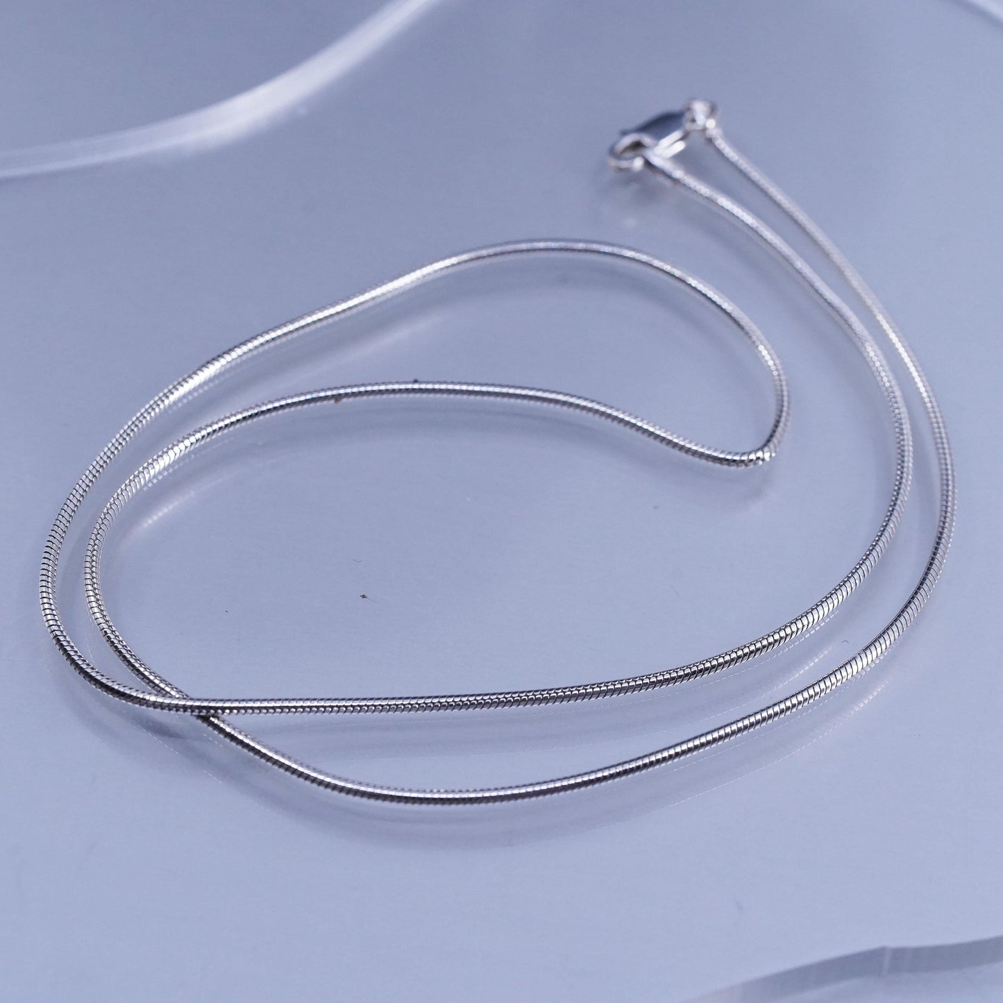 20” 1mm, vintage Italy Sterling 925 silver snake chain necklace