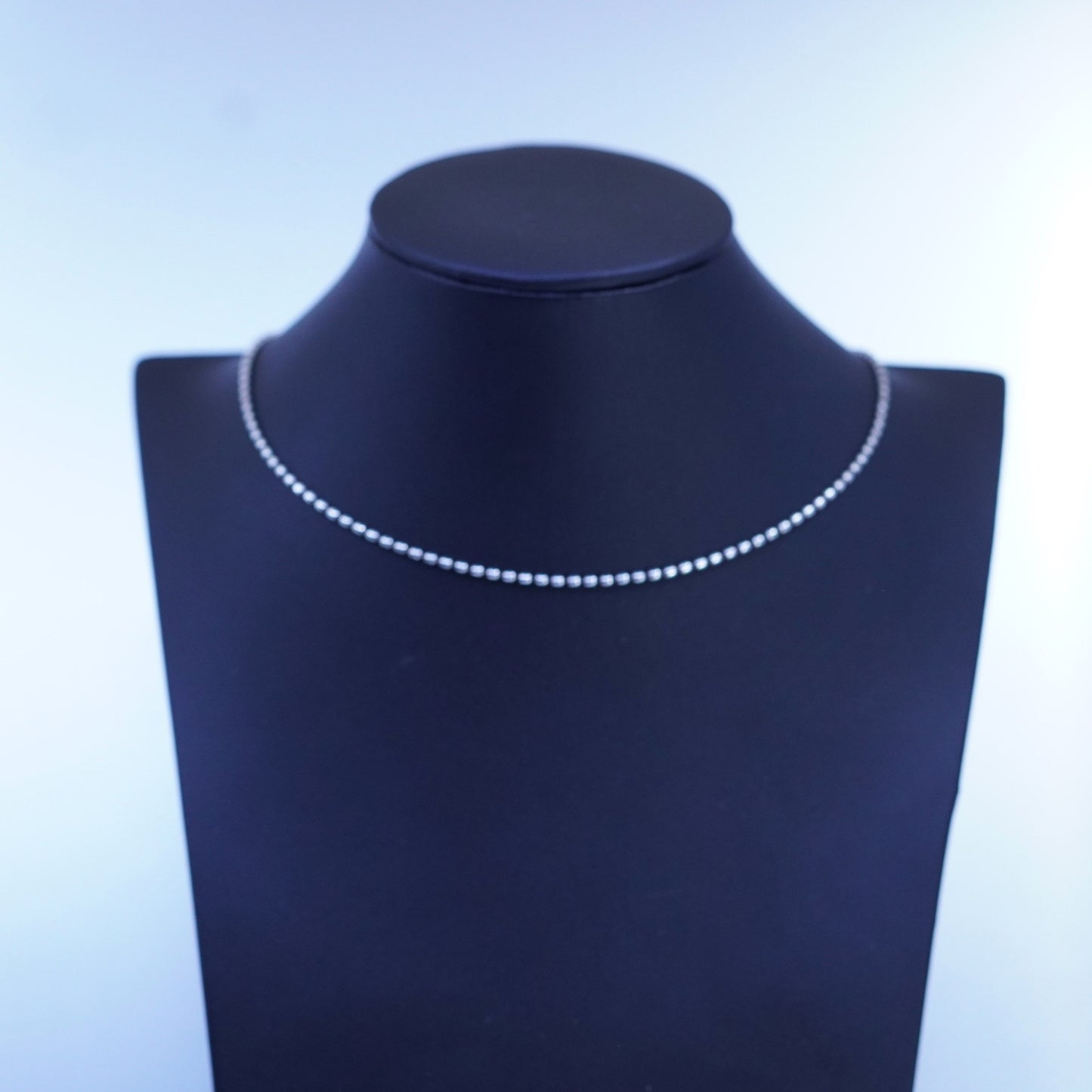18” 2mm, vintage Italy Sterling 925 silver bead chain necklace