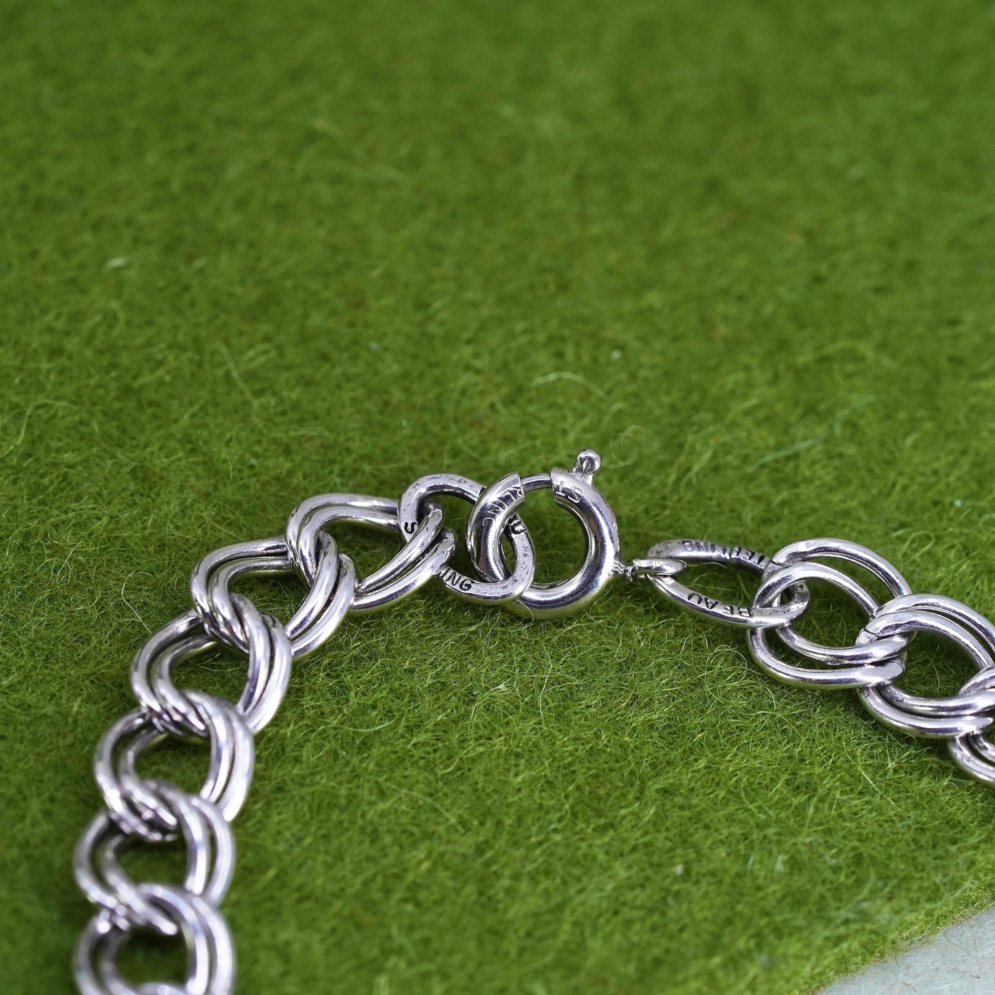 7.25", 7mm, Vintage sterling silver bracelet, 925 double curb chain