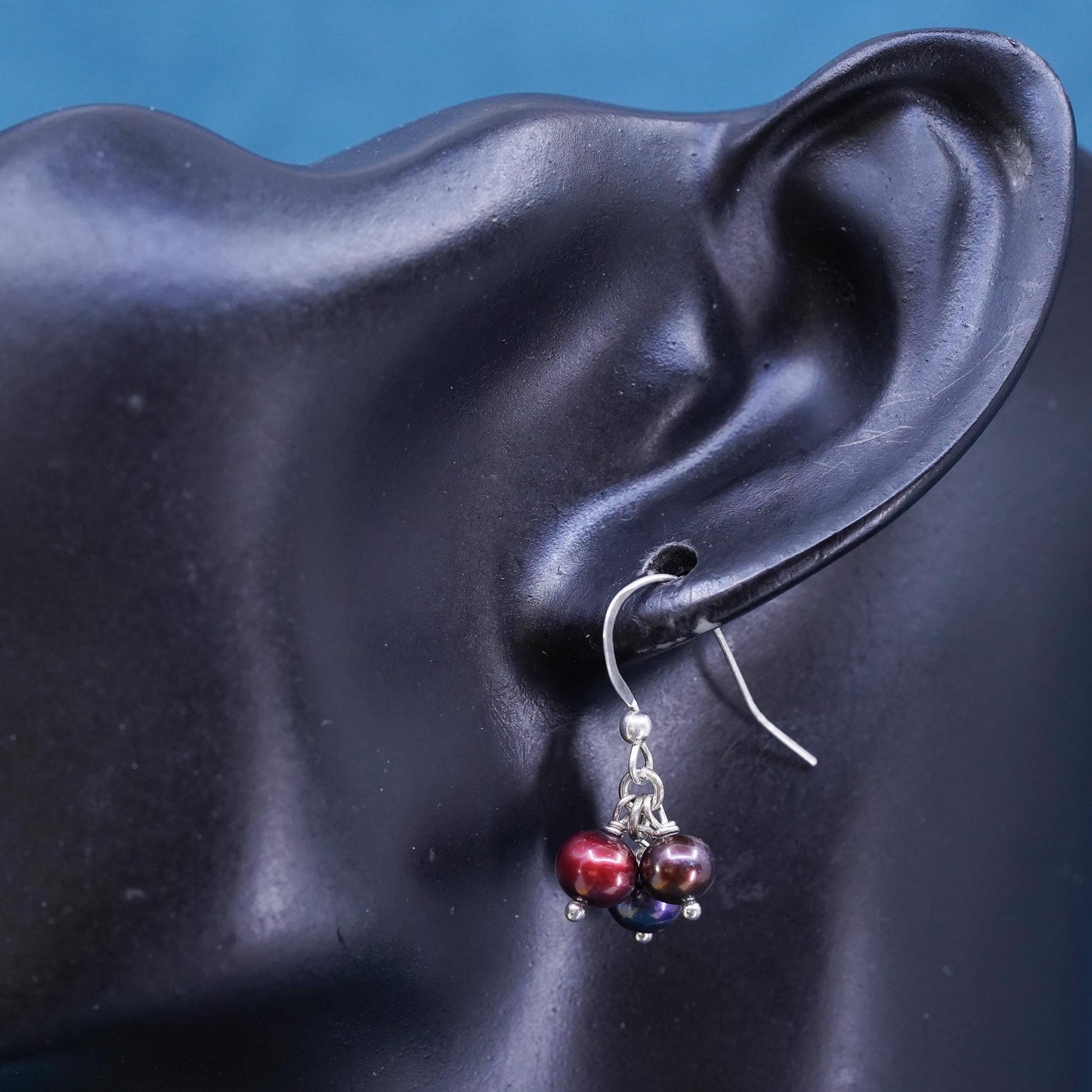 Vintage Sterling 925 silver handmade earrings with pearl drops