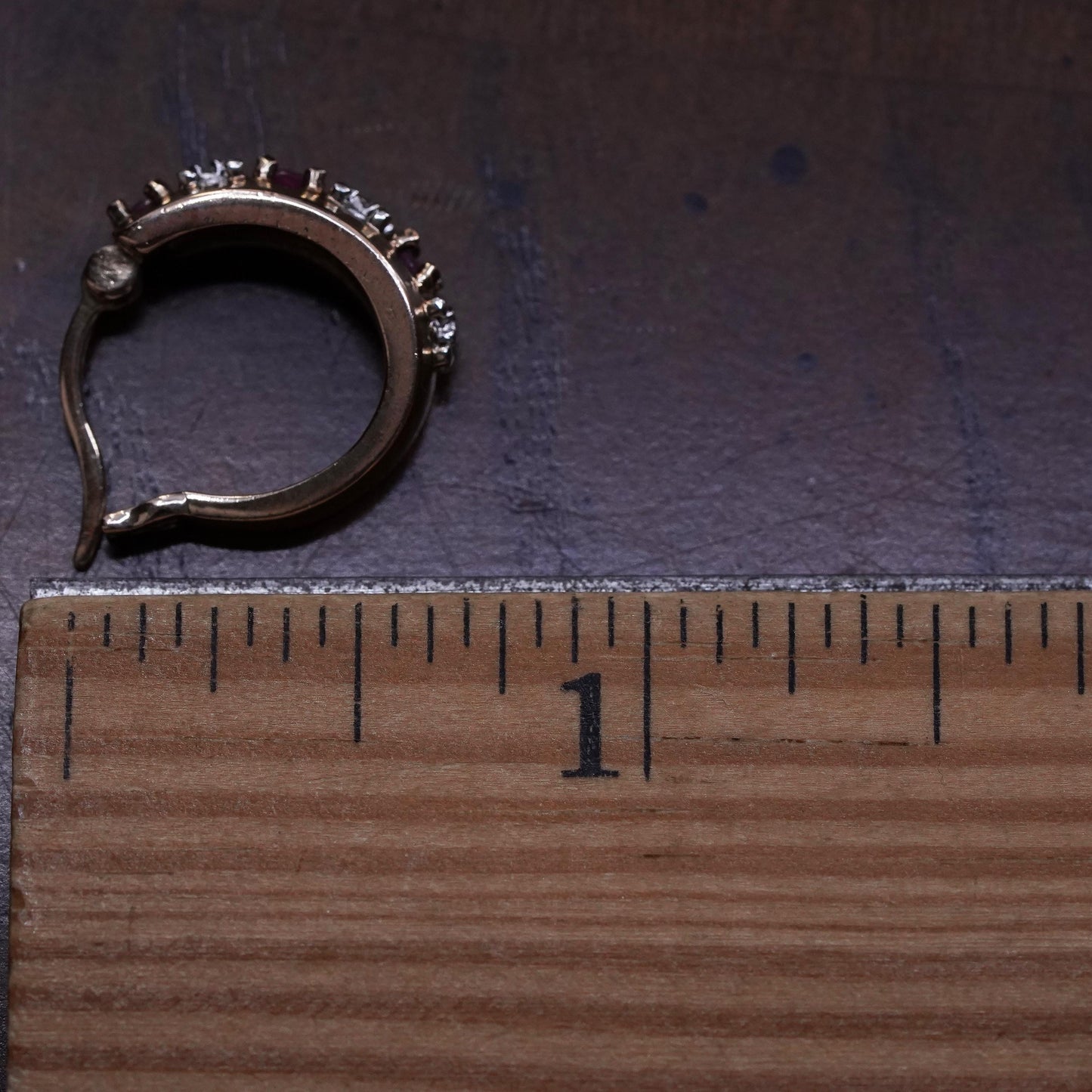 0.5”, vermeil gold over sterling silver single earring, 925 huggie hoop diamond