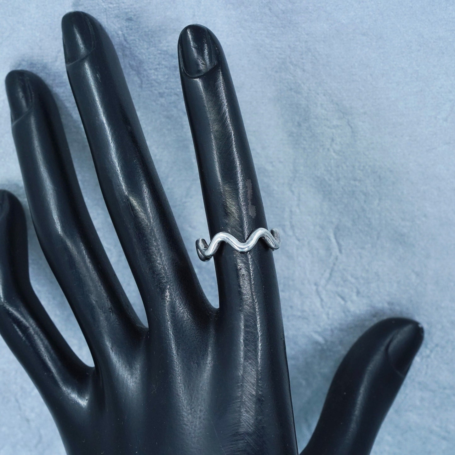 Size 4.75, vintage modern Sterling 925 silver handmade ring, wavy band