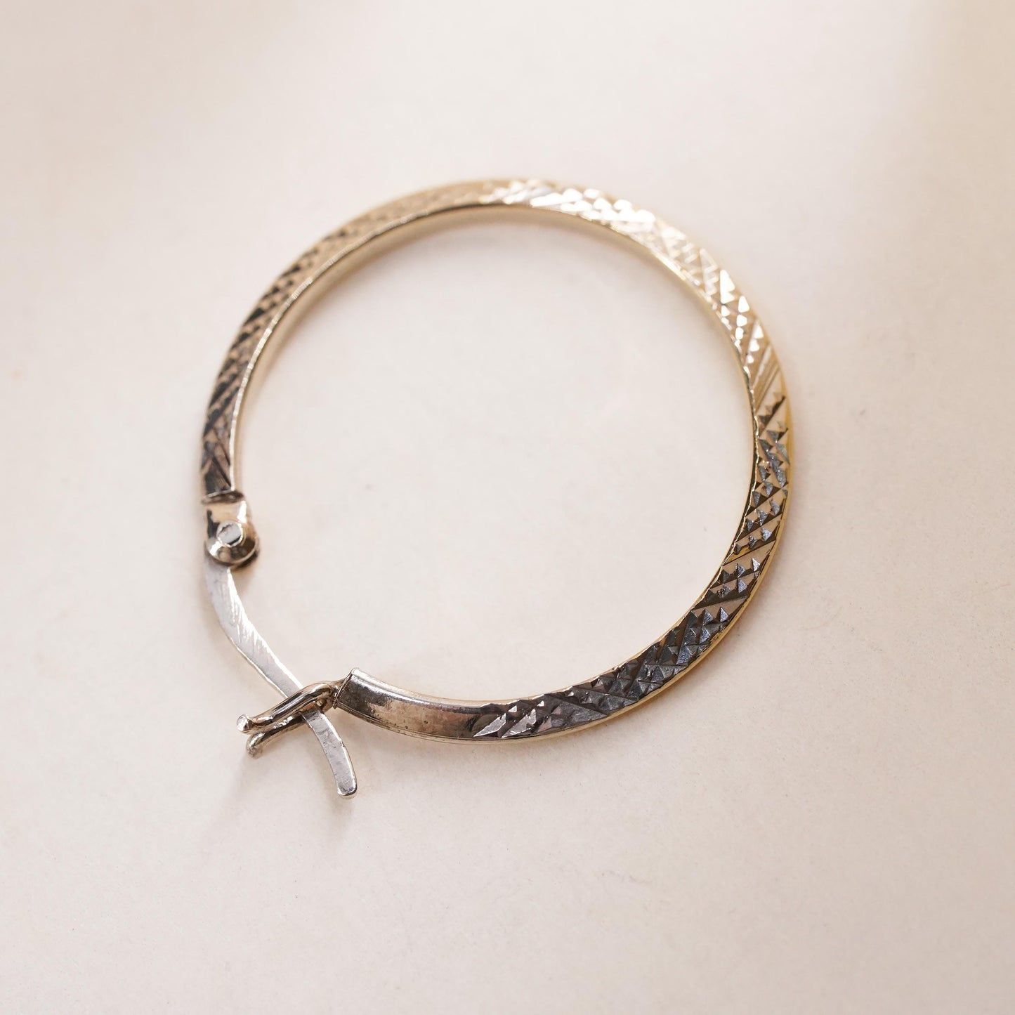 0.75", Vintage vermeil yellow gold over sterling silver single earring, hoop
