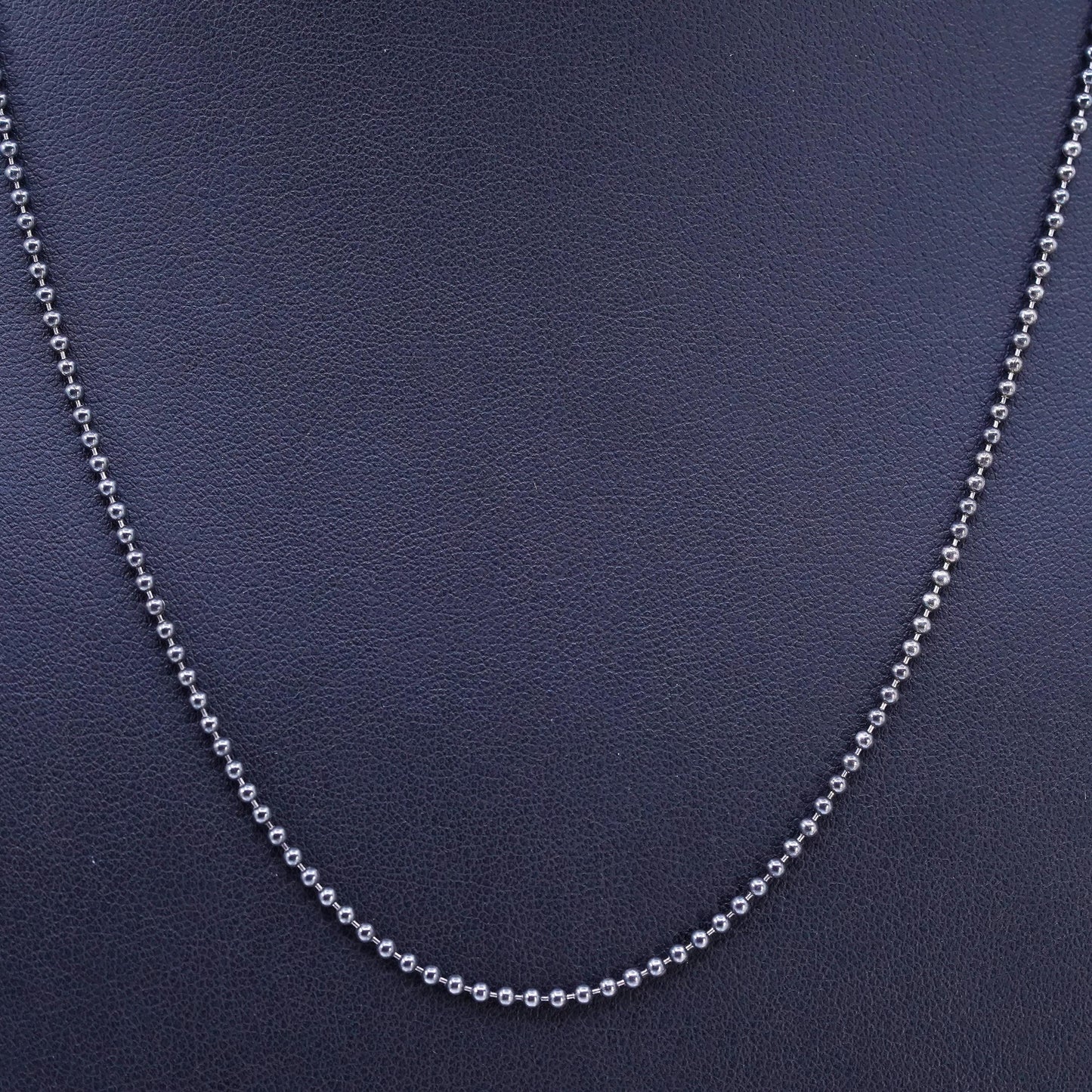 20" 1mm, vintage Italian IBB Sterling 925 silver oxidized chain necklace beads