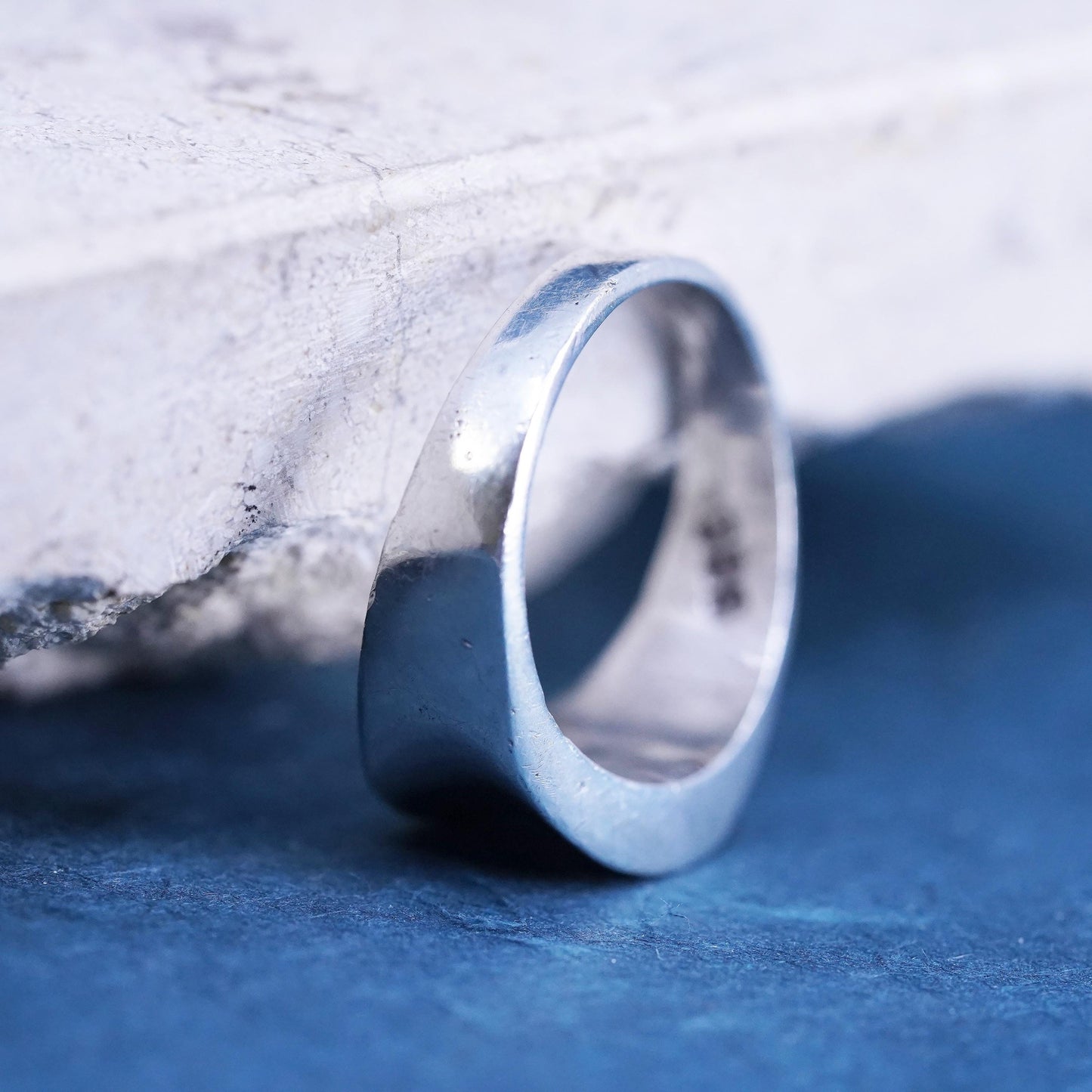 Size 5.25, minimalist, simple Sterling silver handmade ribbed ring, 925 ring