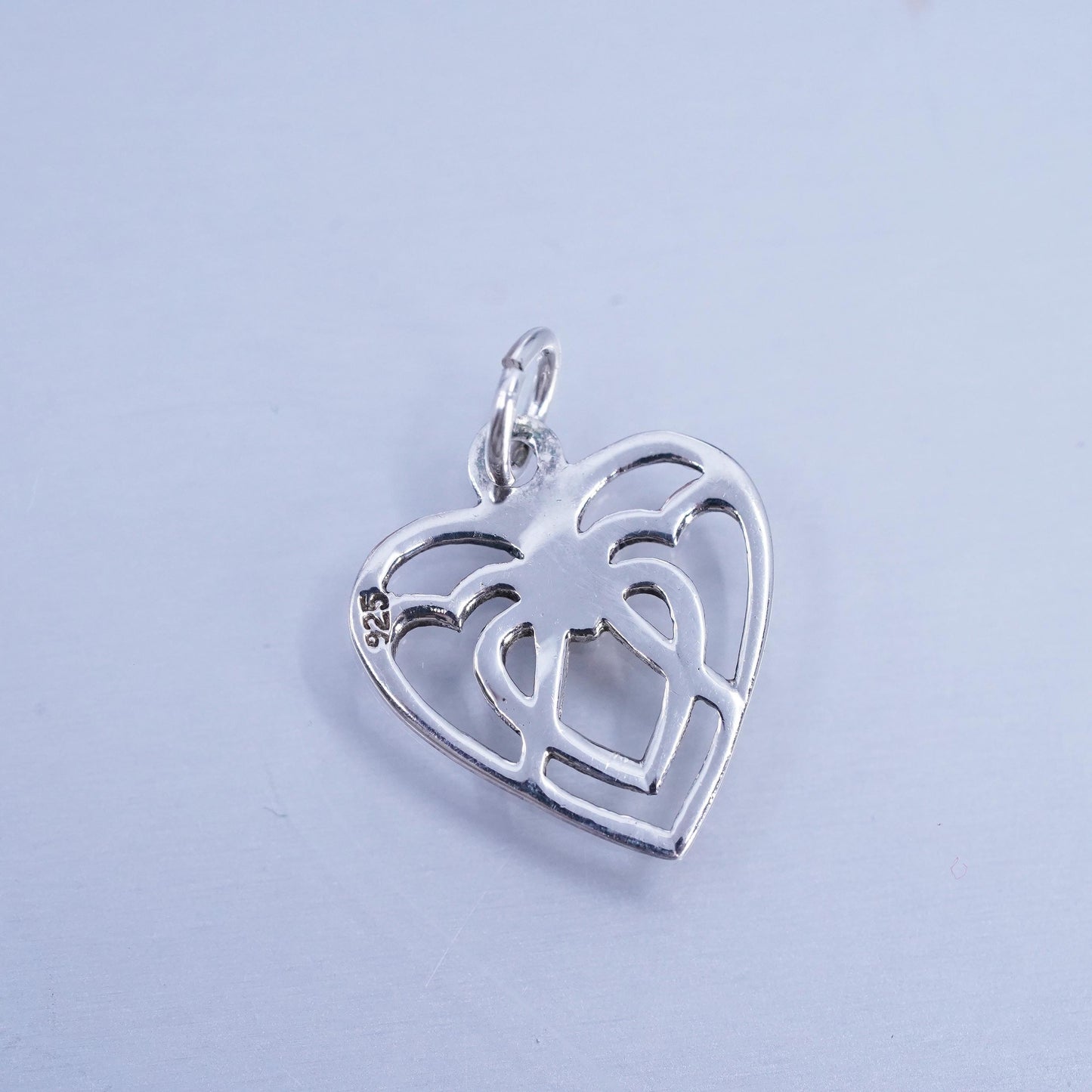 Vintage sterling 925 silver handmade Irish Celtic knot heart pendant