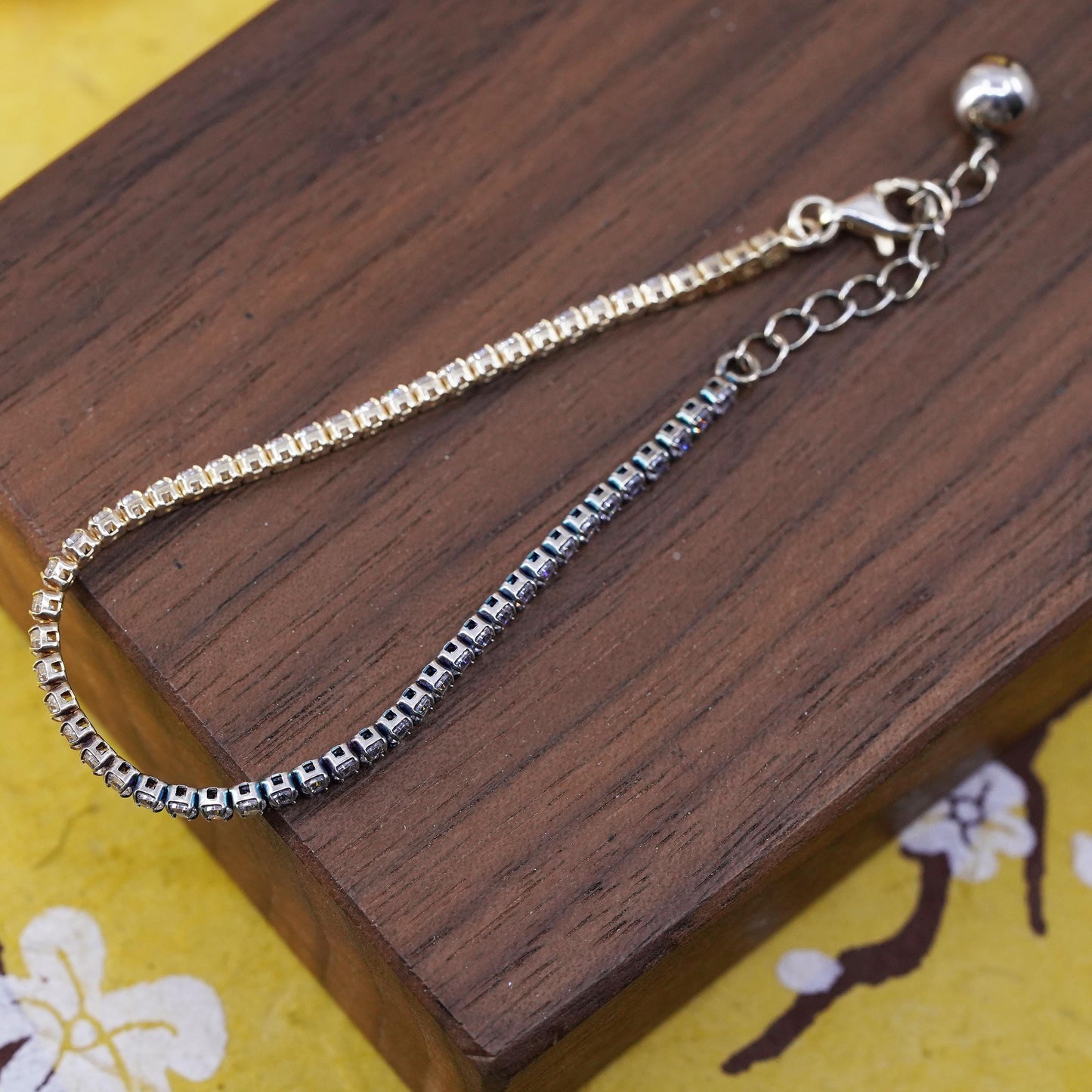 5.5+1”, Vermeil gold over sterling silver bracelet, 925 chain with cluster Cz