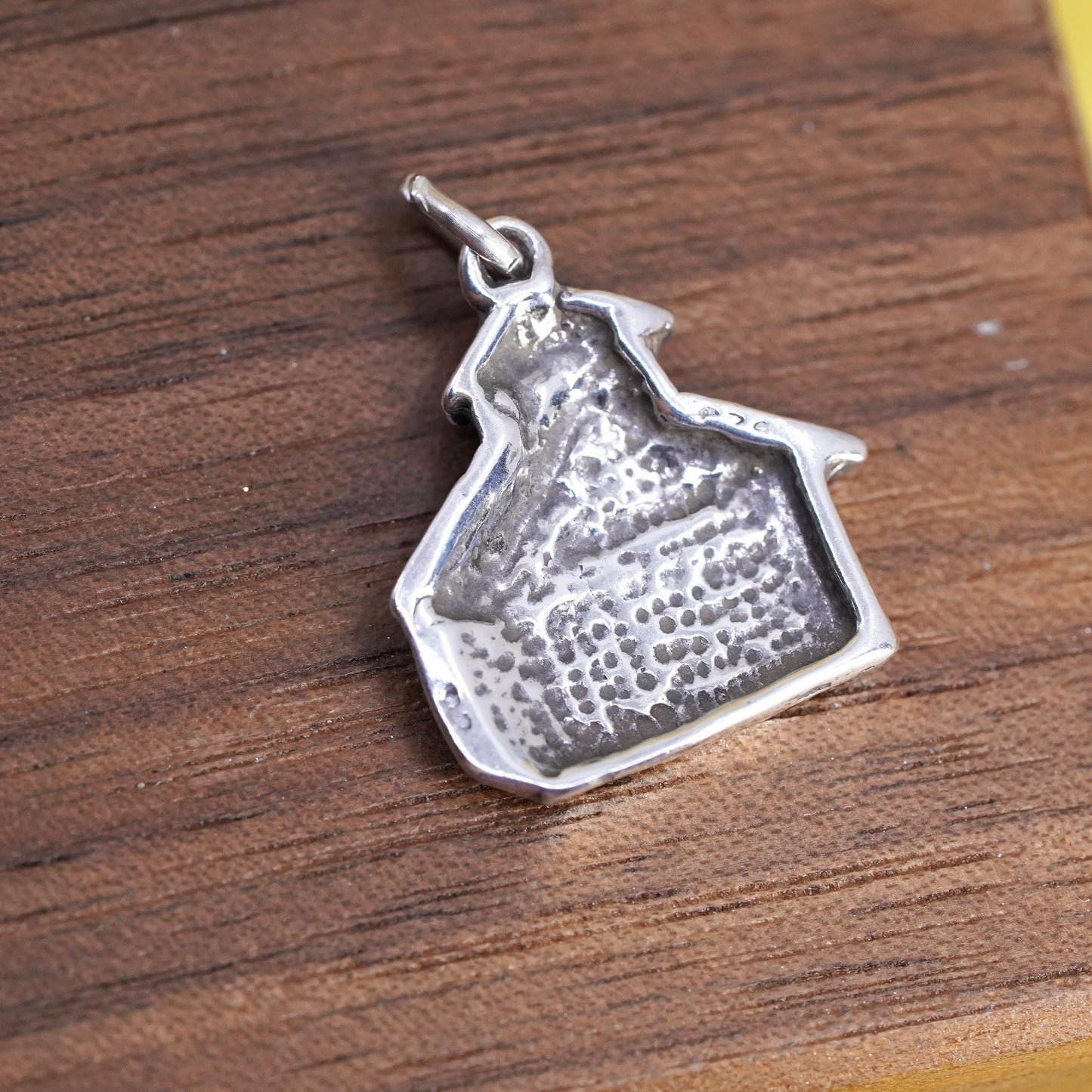 Vintage Sterling 925 silver handmade tag, school house charm pendant