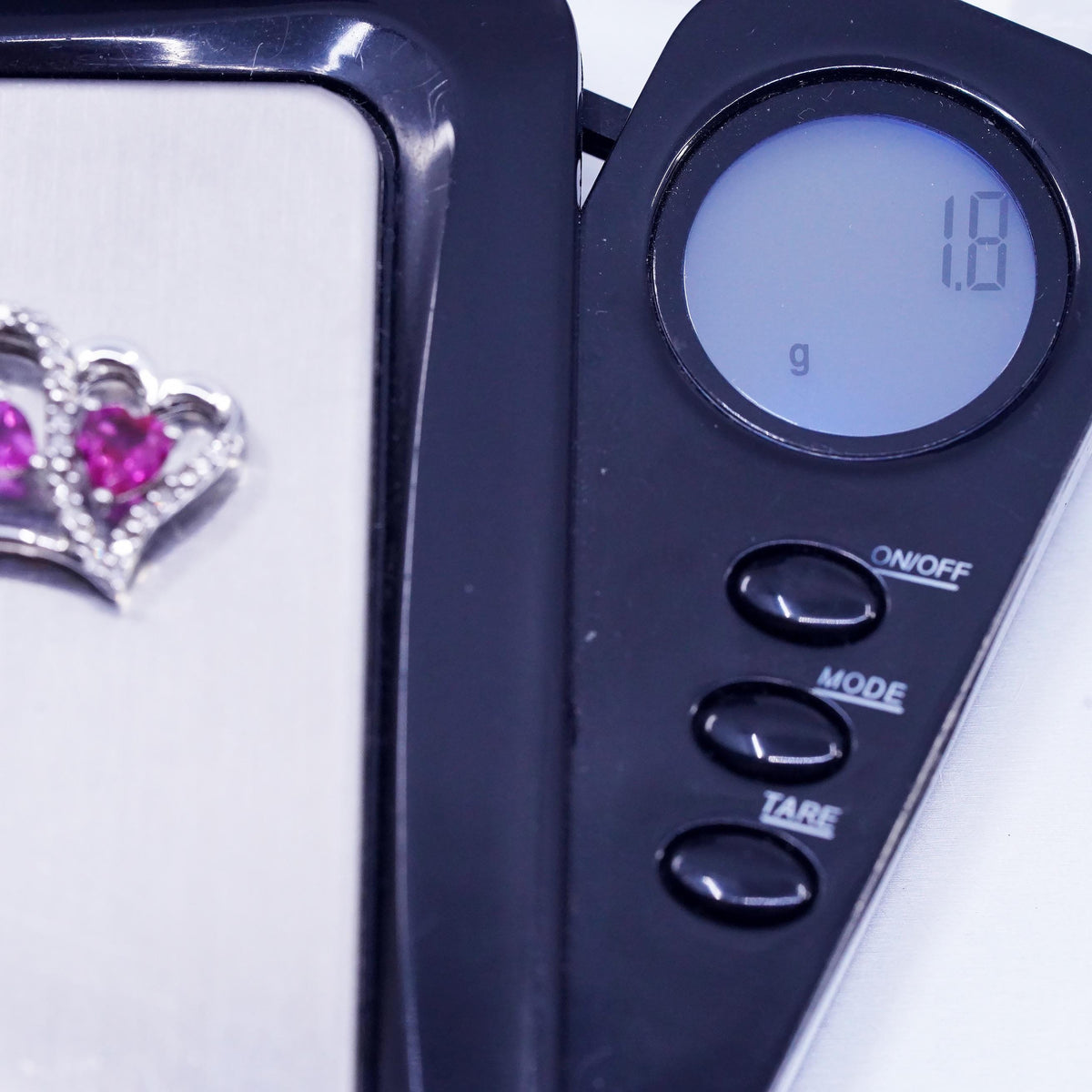 Vintage sterling 925 silver double heart pendant with diamond and ruby
